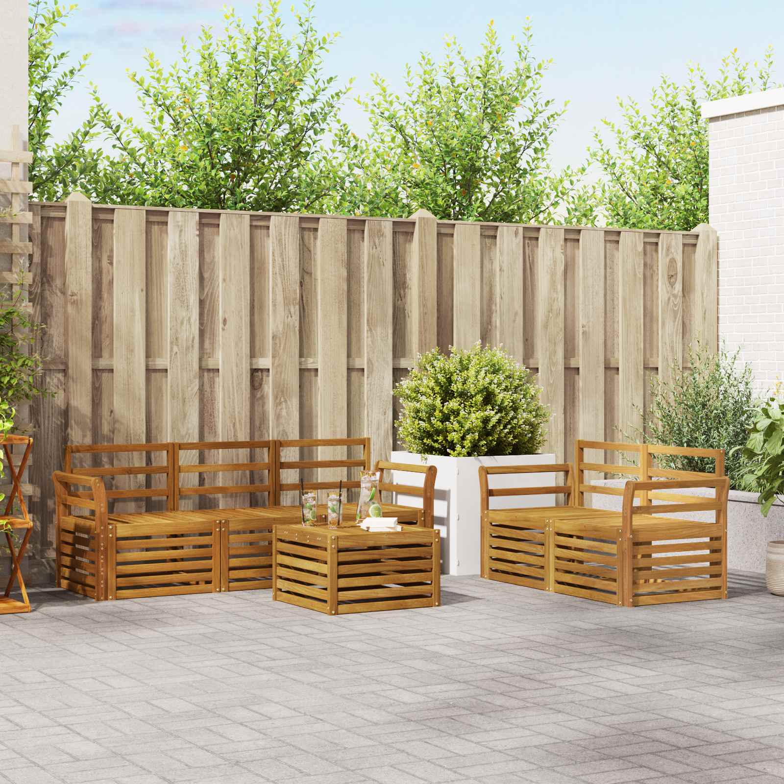 Sofagarnituren 6 pcs Natur Massivholz Akazie