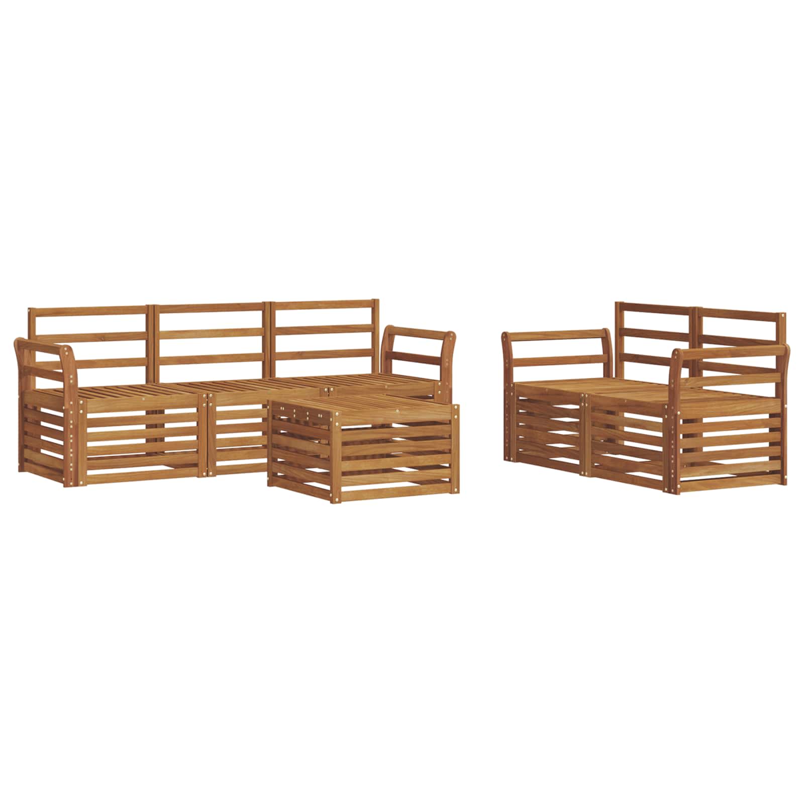 Sofagarnituren 6 pcs Natur Massivholz Akazie