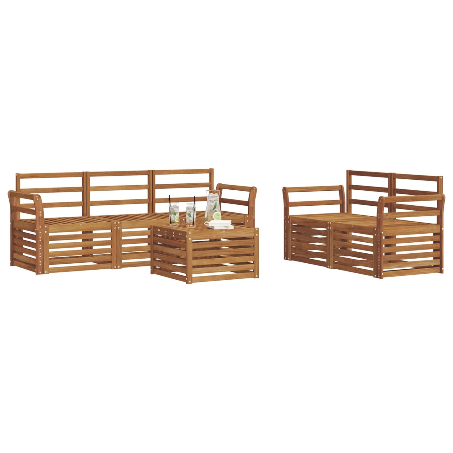 Sofagarnituren 6 pcs Natur Massivholz Akazie