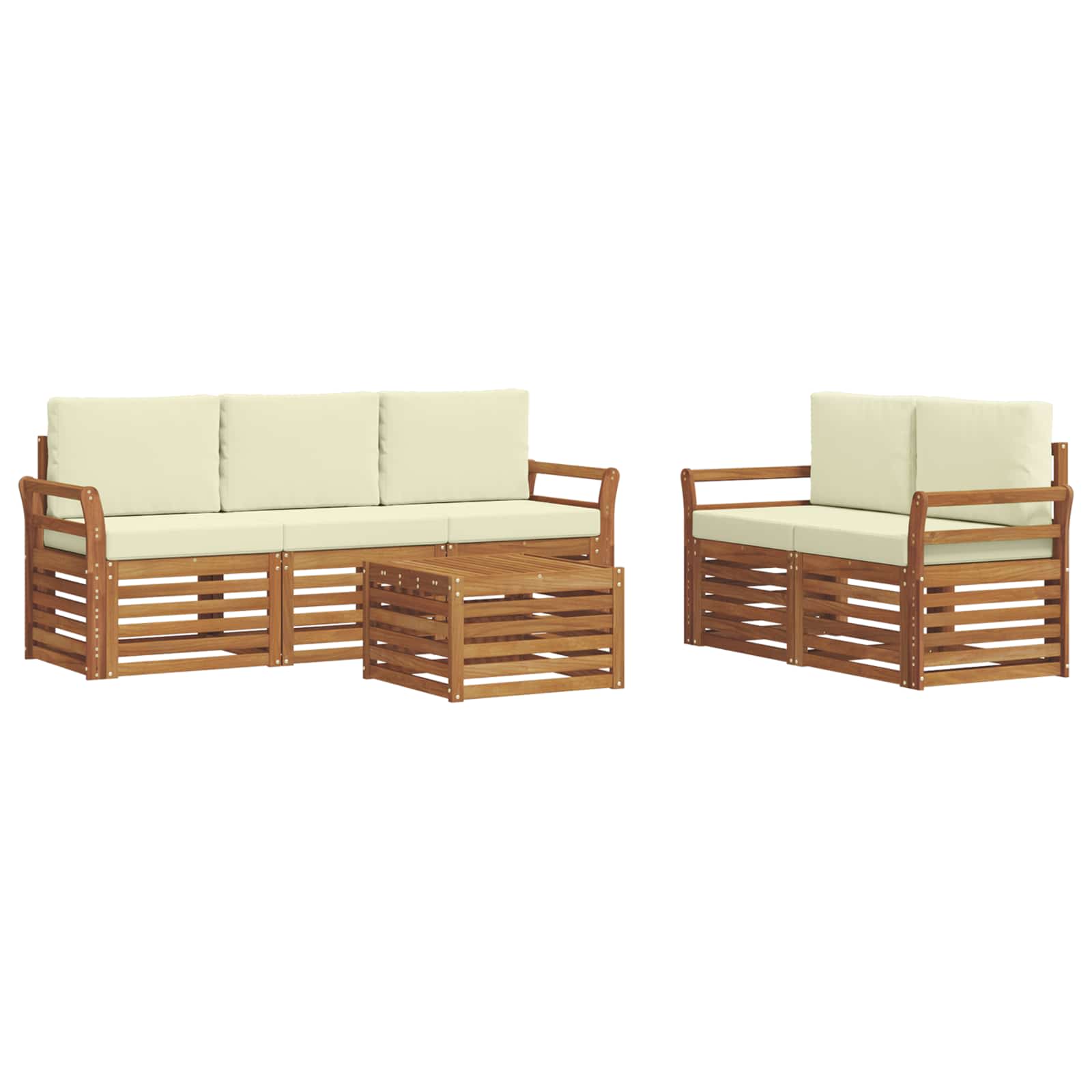 Sofagarnituren 6 pcs Natur und Creme Massivholz Akazie