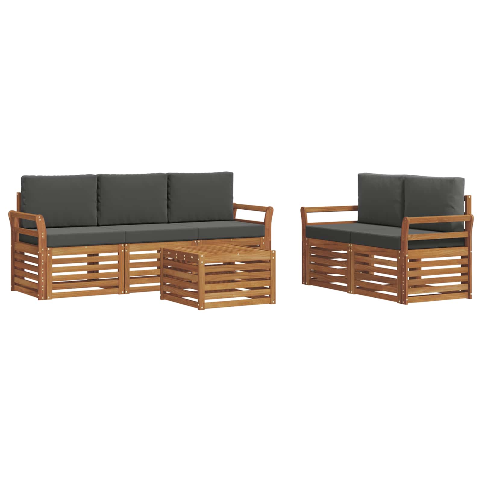 Outdoor-Sofagarnitur 6 stk. Natur und Anthrazit