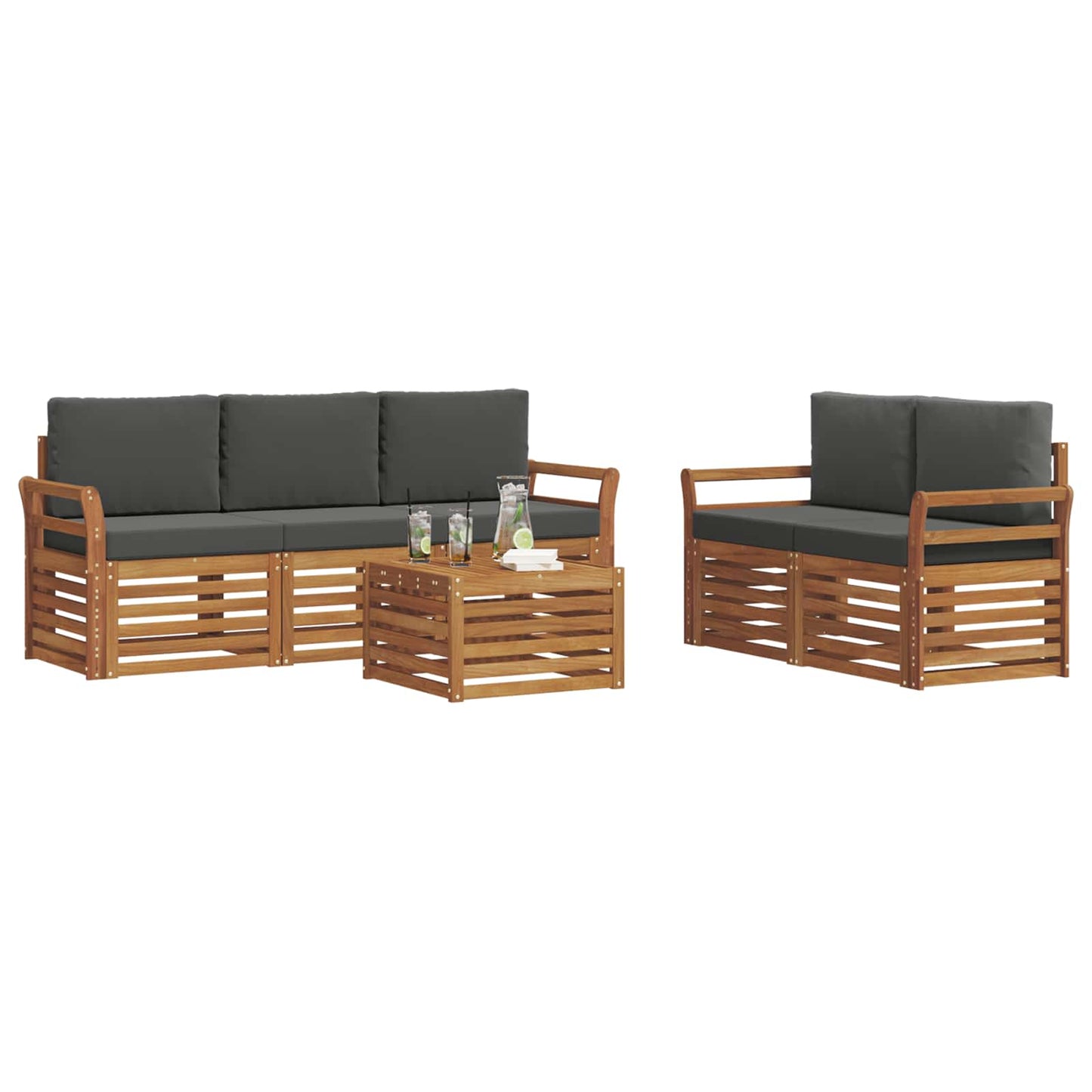 Outdoor-Sofagarnitur 6 stk. Natur und Anthrazit