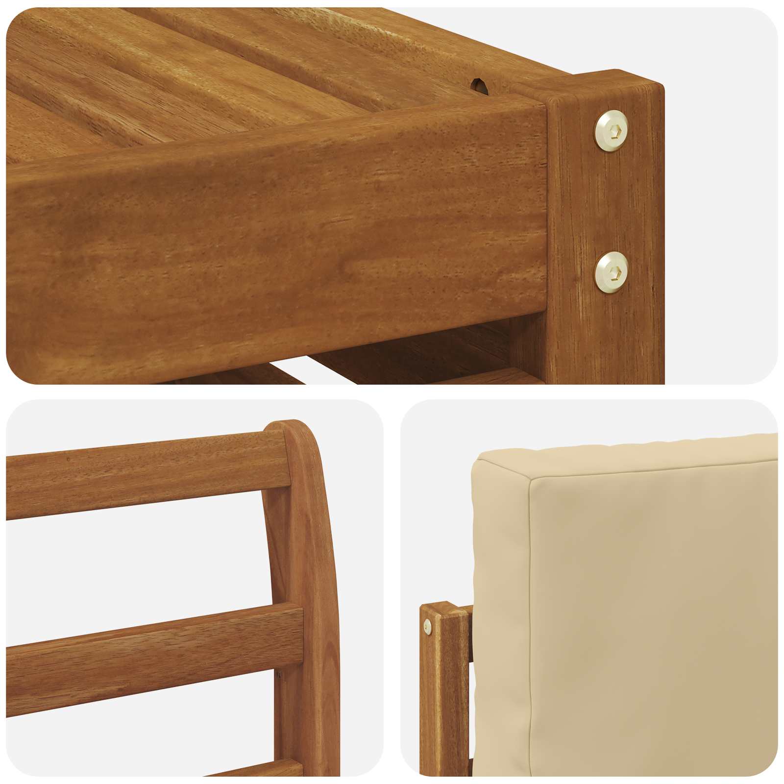 Outdoor-Sofagarnitur 6 stk. Natur und Beige Massivholz Akazie