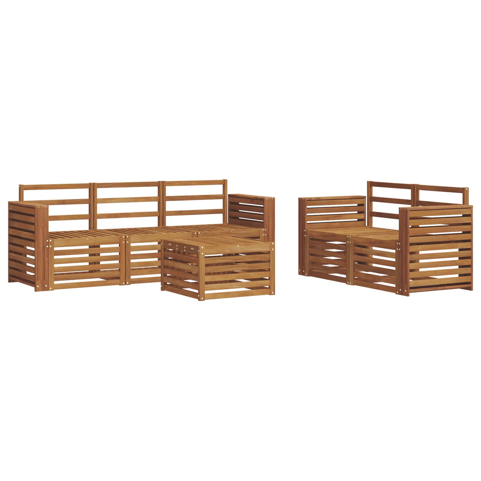 Sofagarnituren 6 pcs Natur Massivholz Akazie
