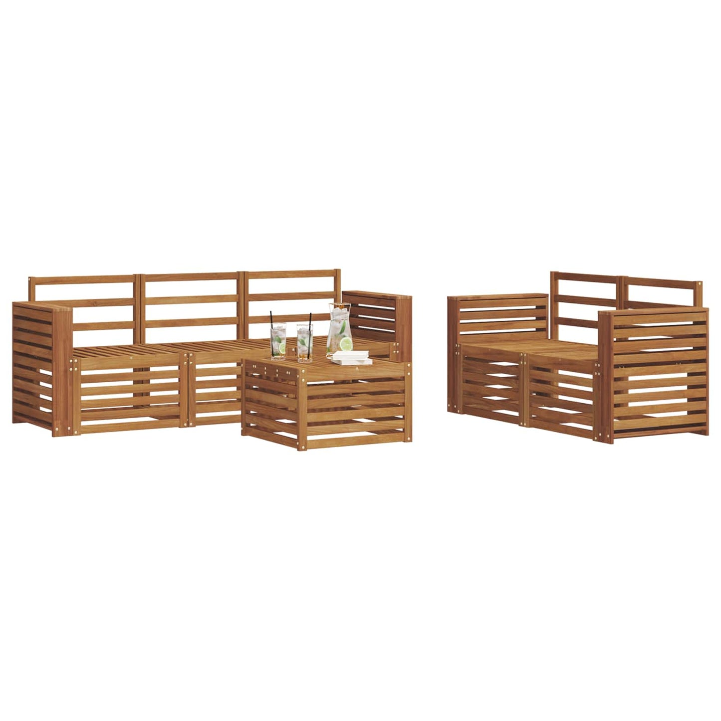 Sofagarnituren 6 pcs Natur Massivholz Akazie