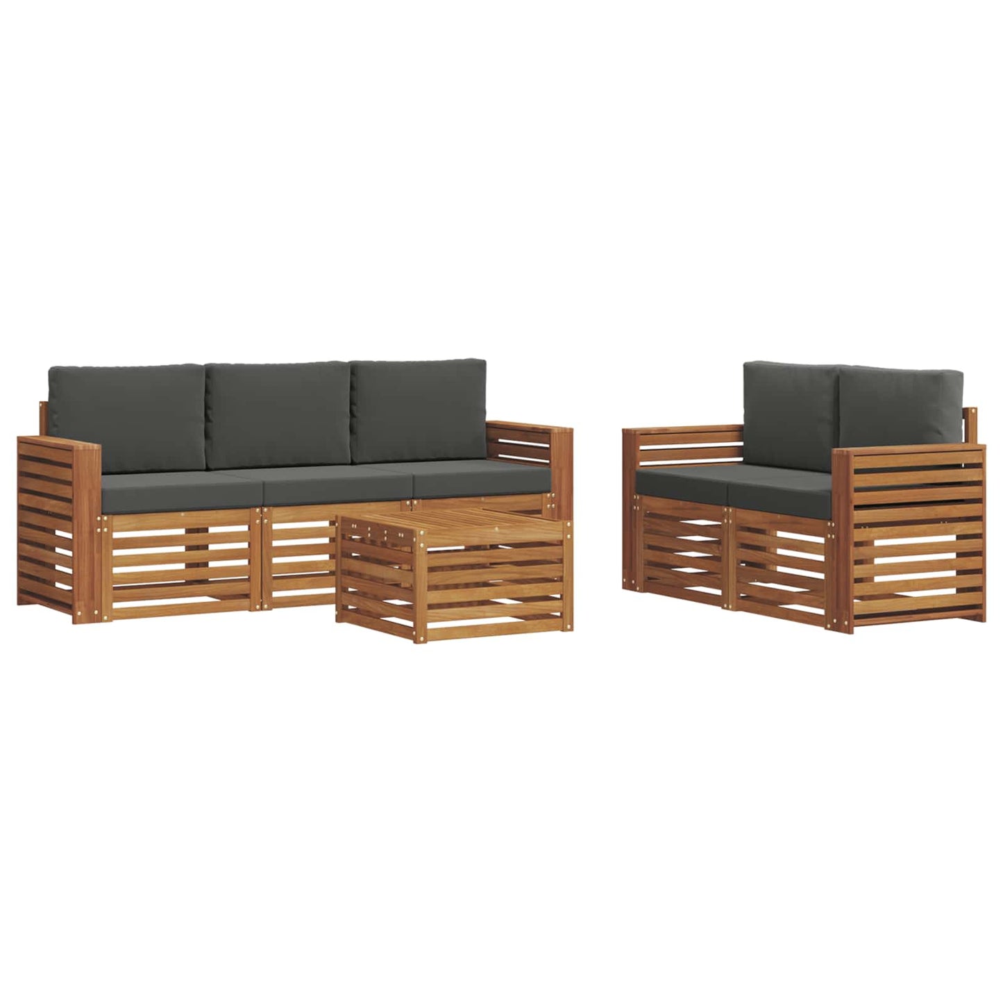 Outdoor-Sofagarnitur 6 stk. Natur und Anthrazit