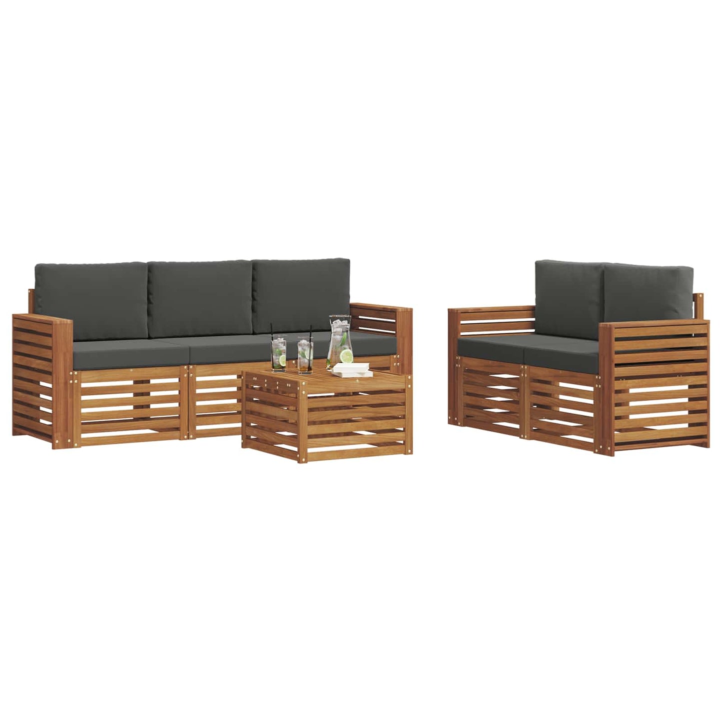 Outdoor-Sofagarnitur 6 stk. Natur und Anthrazit
