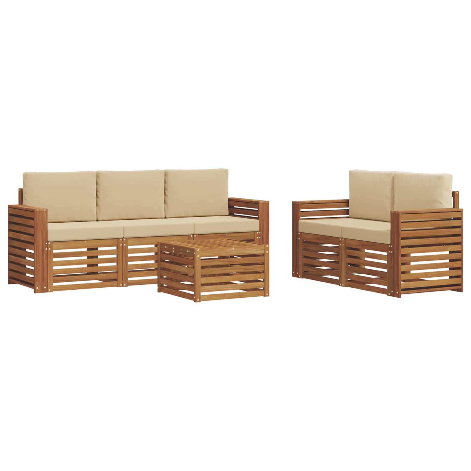 Sofagarnituren 6 pcs Natur und Beige Massivholz Akazie