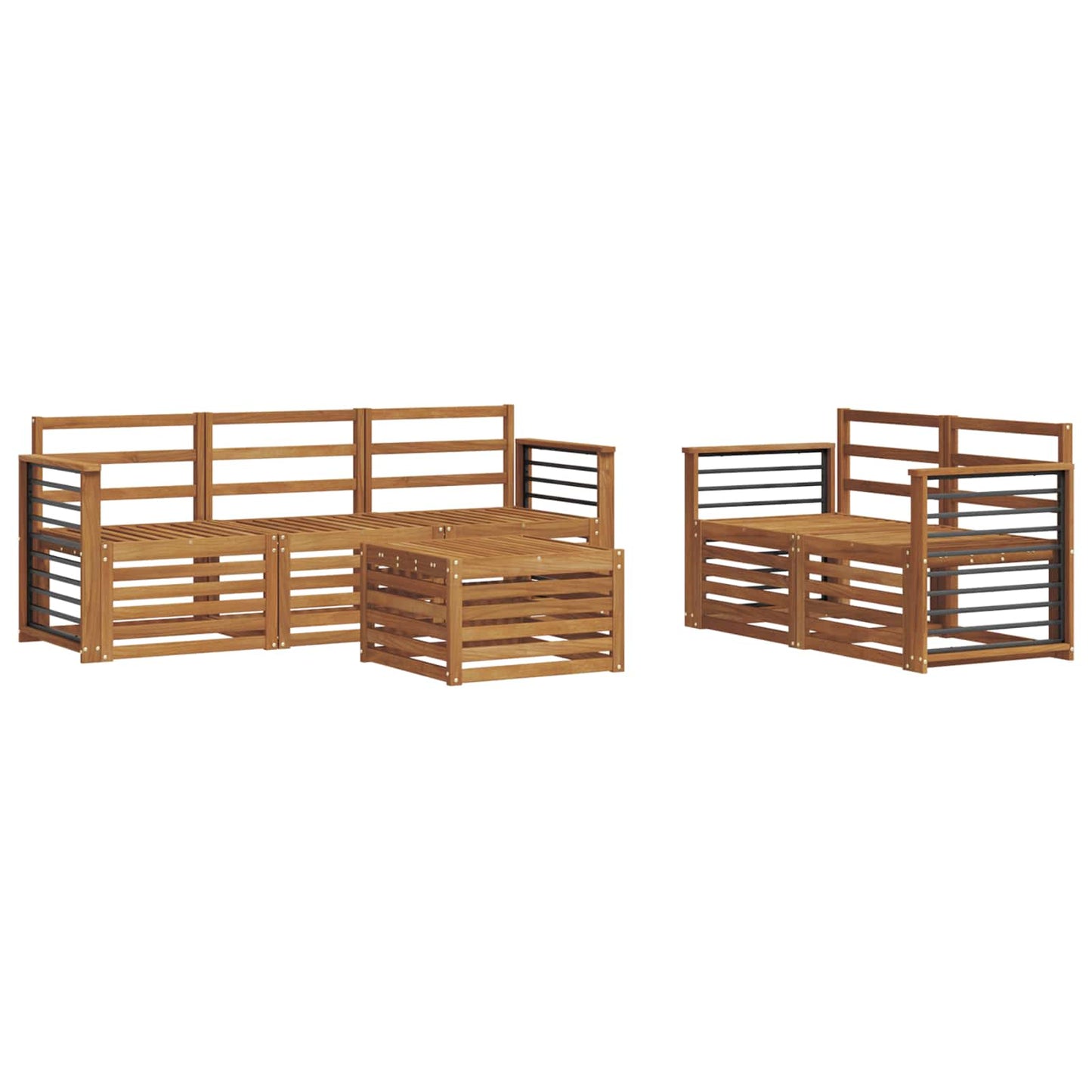 Sofagarnituren 6 pcs Natur Massivholz Akazie