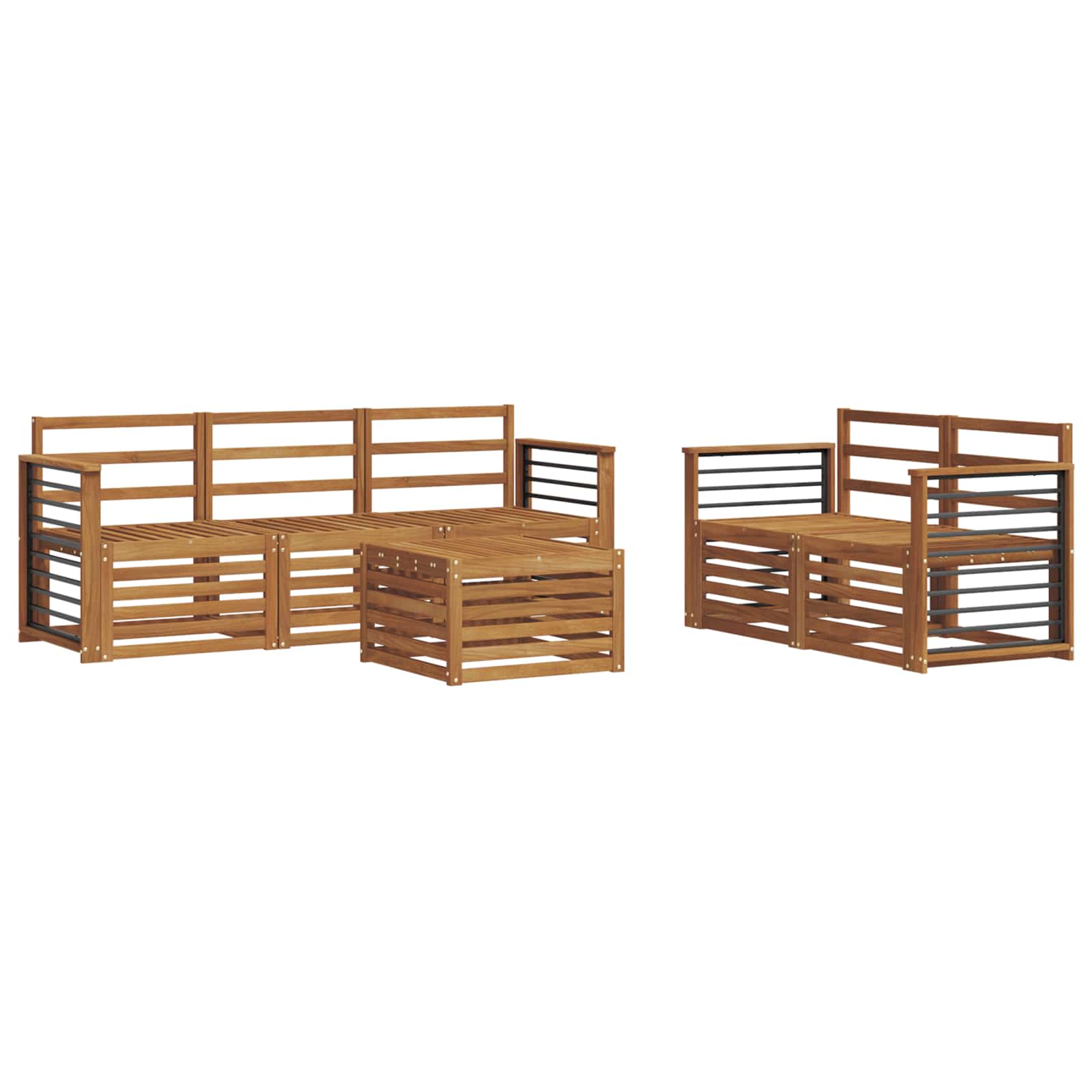 Sofagarnituren 6 pcs Natur Massivholz Akazie