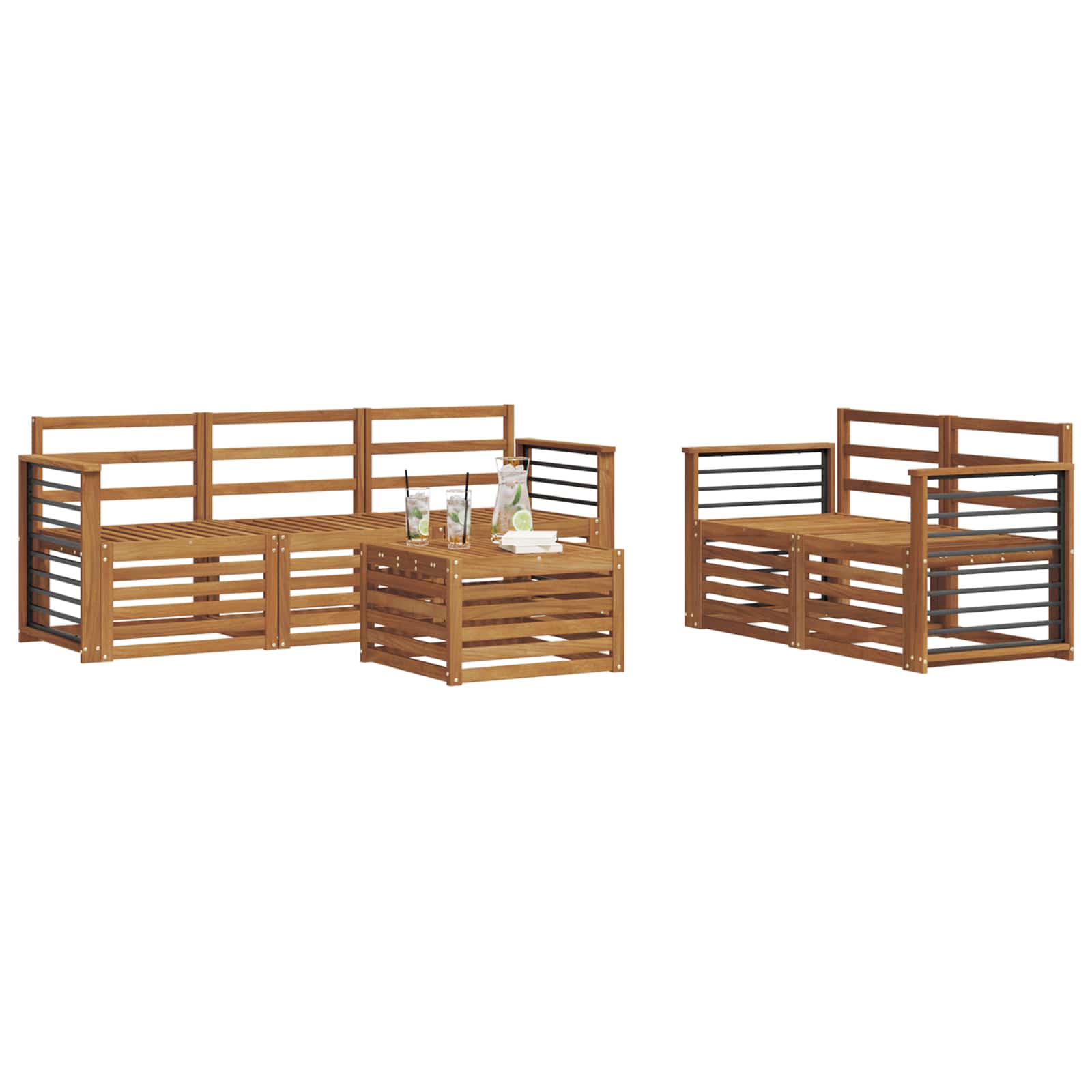 Sofagarnituren 6 pcs Natur Massivholz Akazie