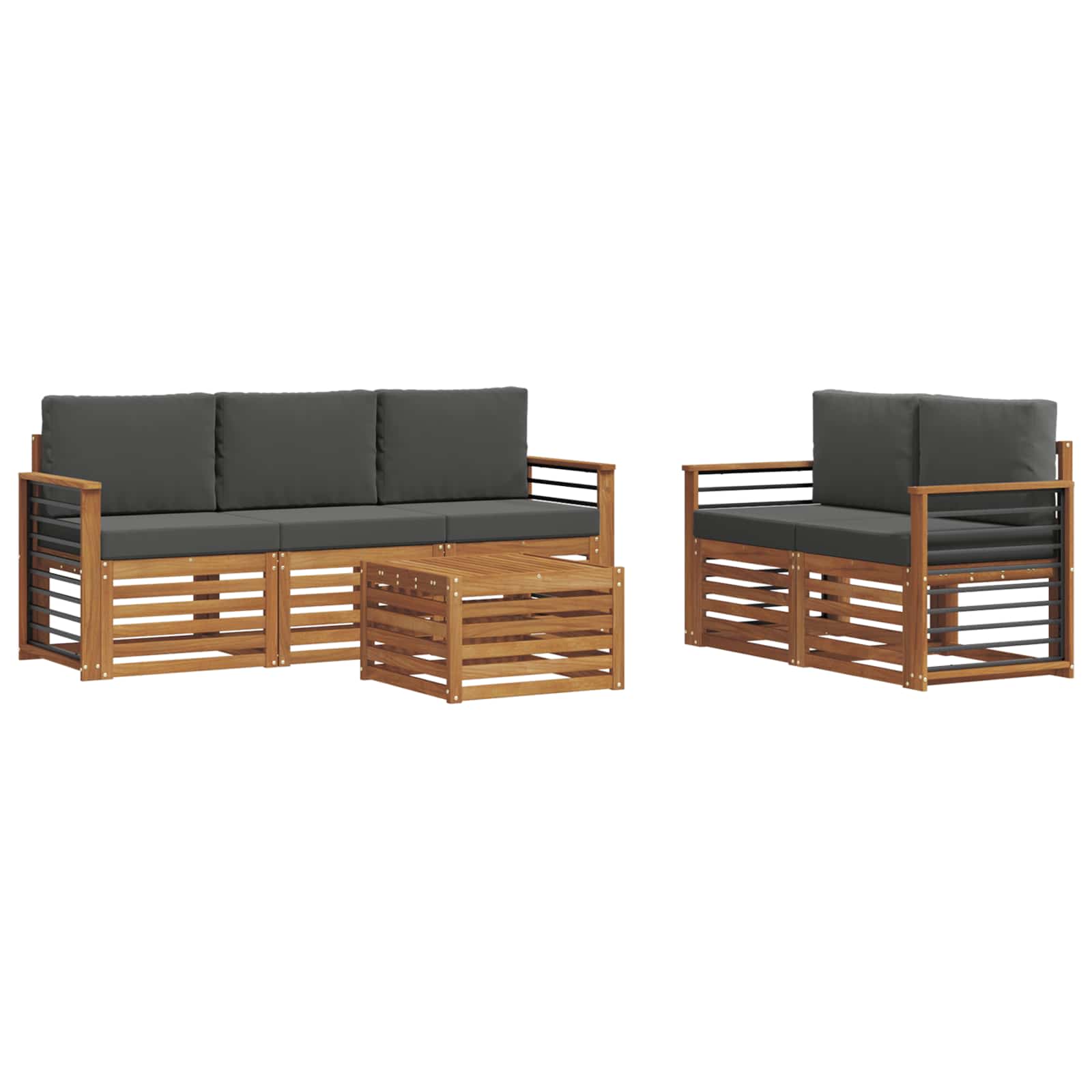 Outdoor-Sofagarnitur 6 stk. Natur und Anthrazit