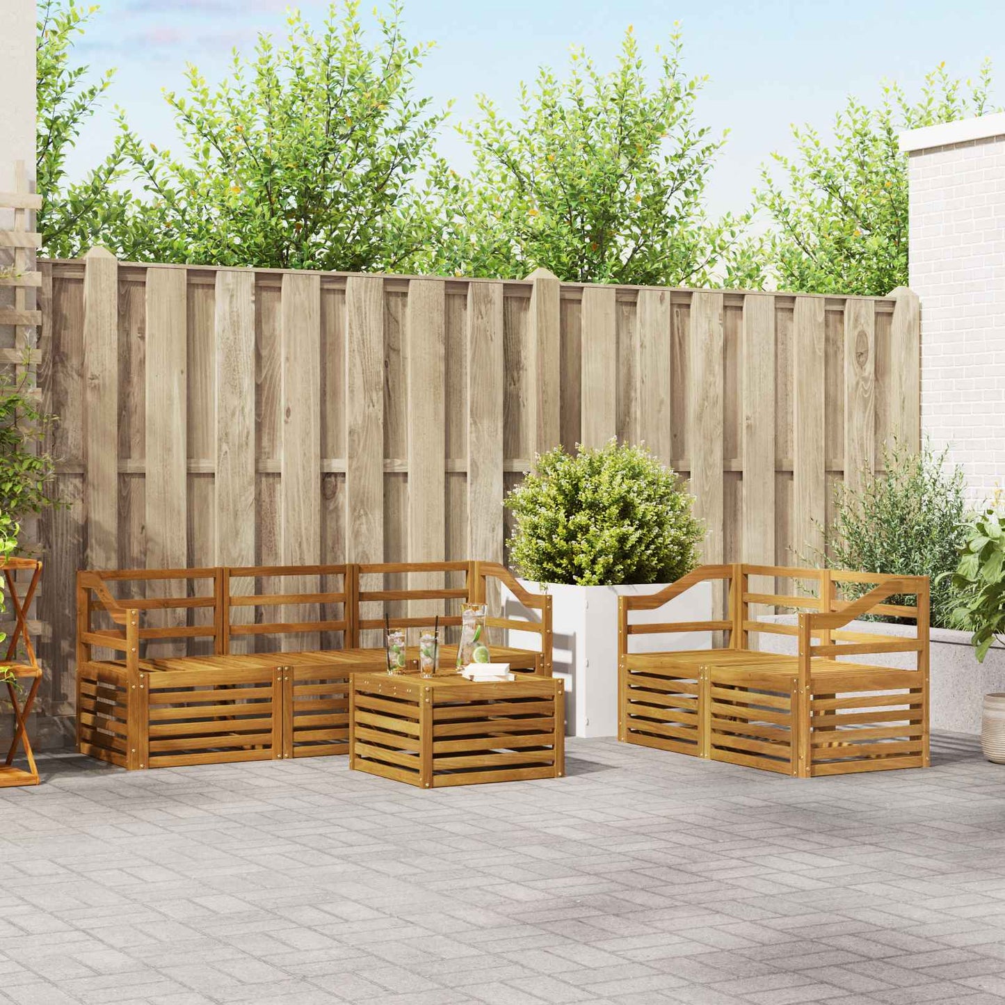 Sofagarnituren 6 pcs Natur Massivholz Akazie