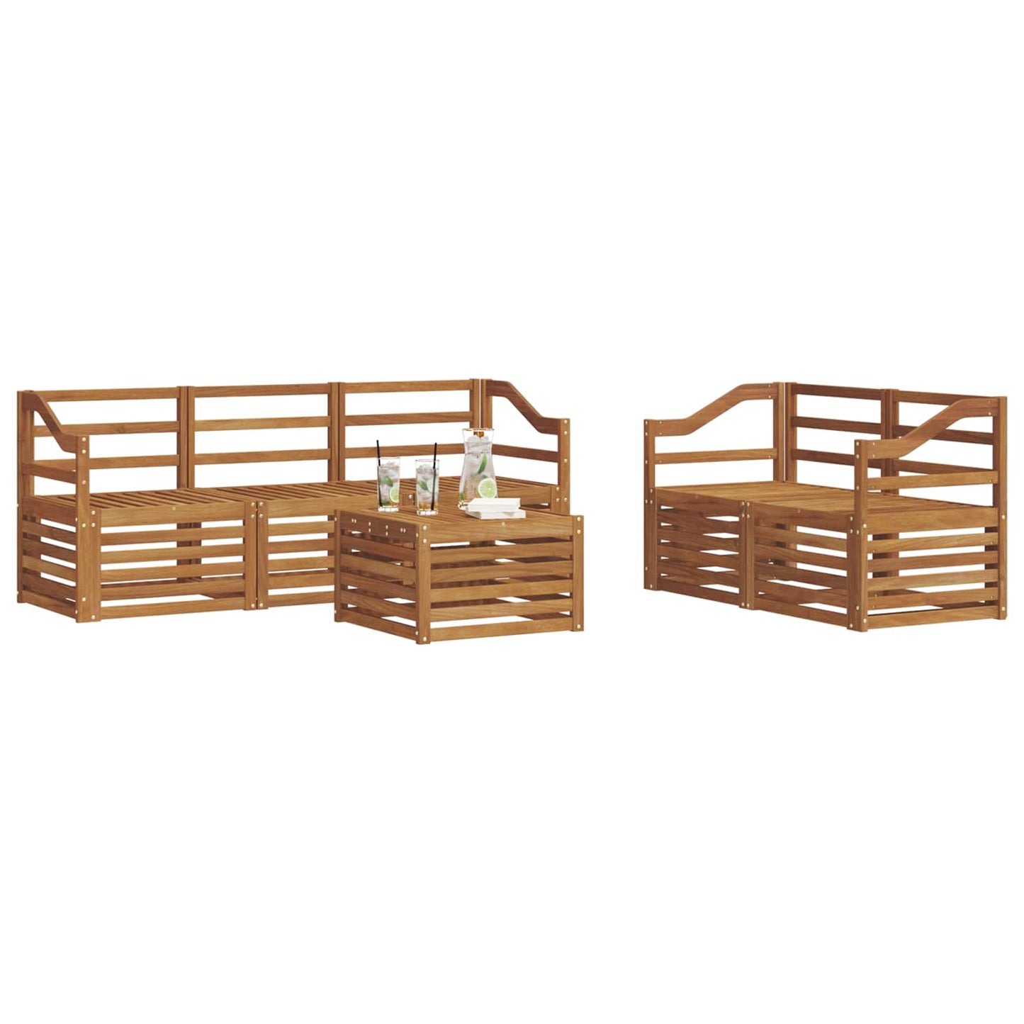 Sofagarnituren 6 pcs Natur Massivholz Akazie