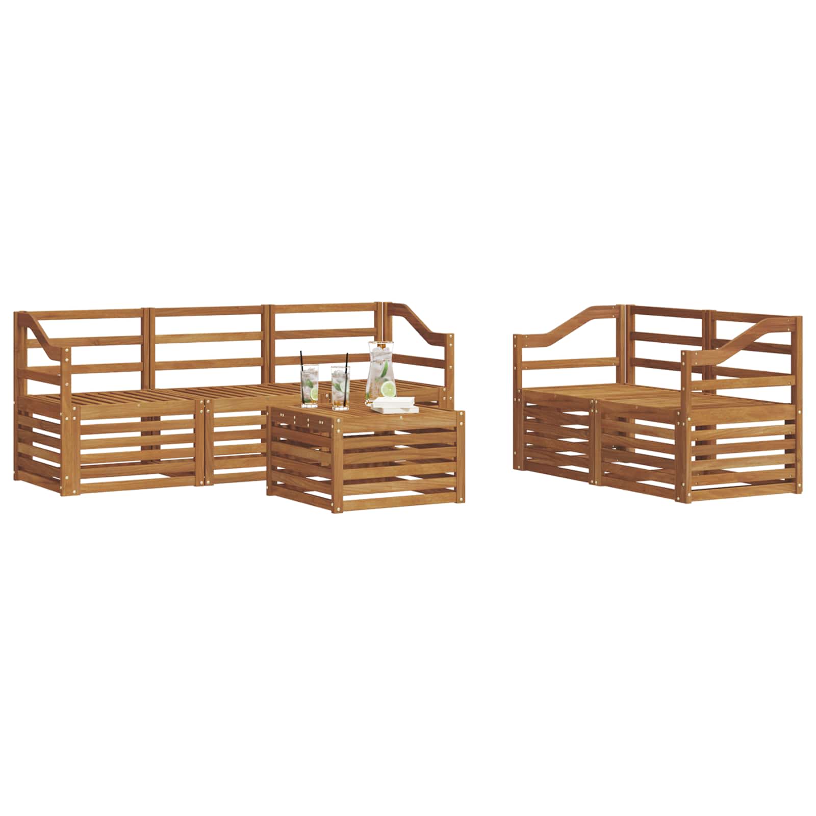 Sofagarnituren 6 pcs Natur Massivholz Akazie