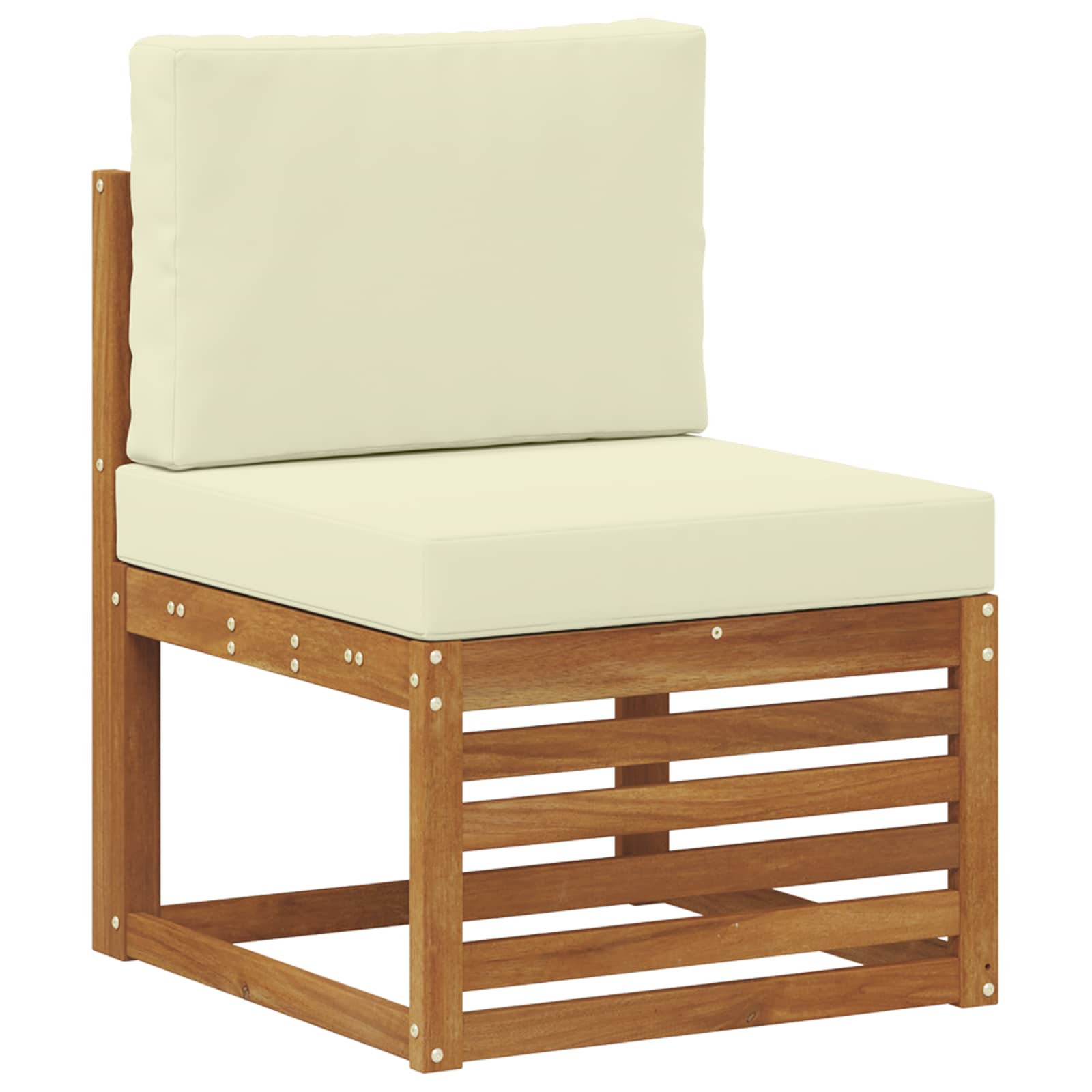 Outdoor-Sofagarnitur 6 stk. Natur und Creme Massivholz Akazie