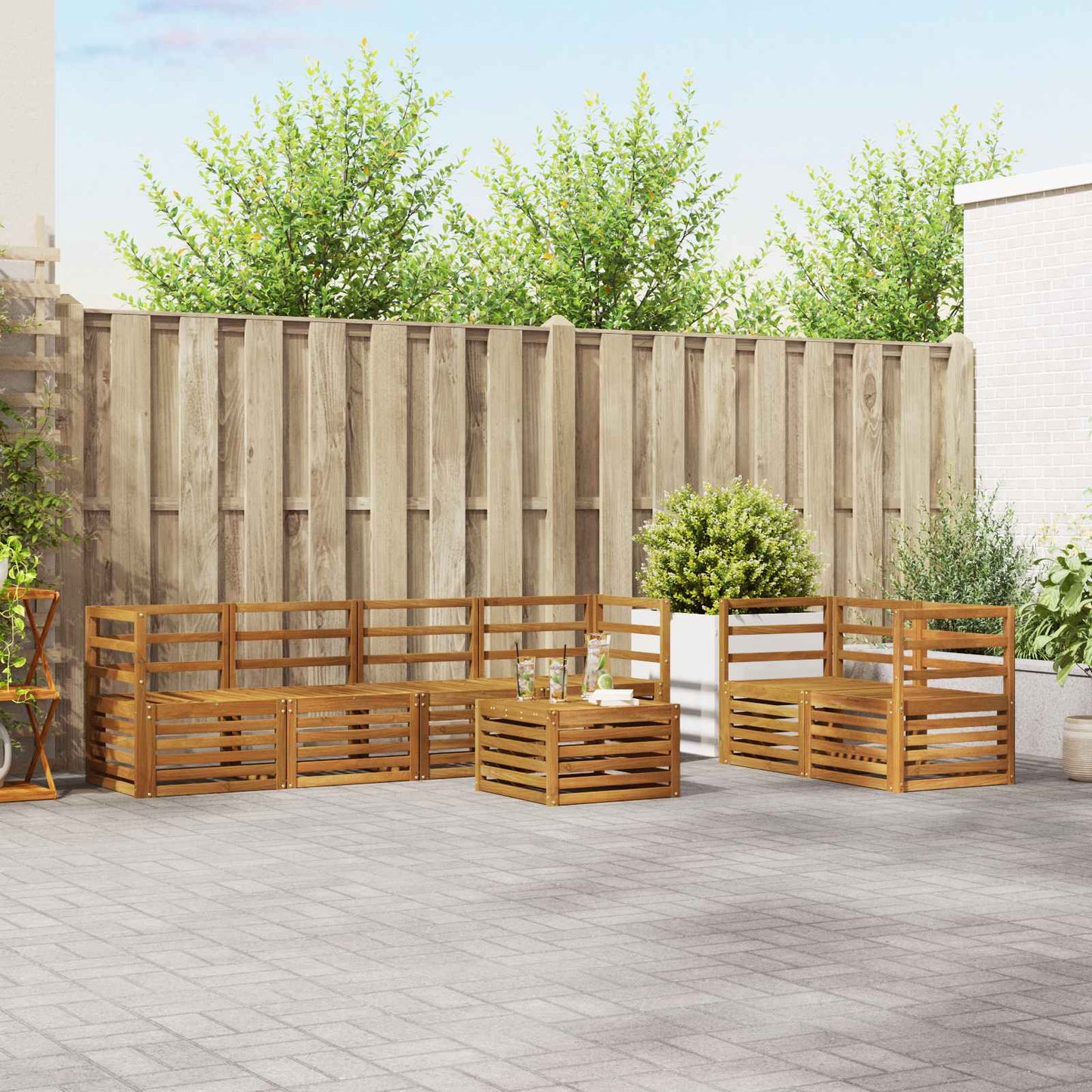 Outdoor-Sofagarnitur 7 pcs Natur Massivholz Akazie
