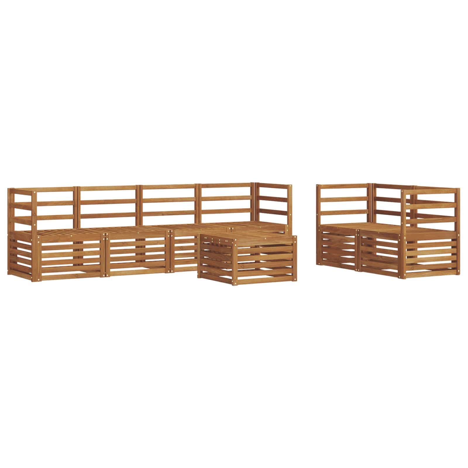 Outdoor-Sofagarnitur 7 pcs Natur Massivholz Akazie