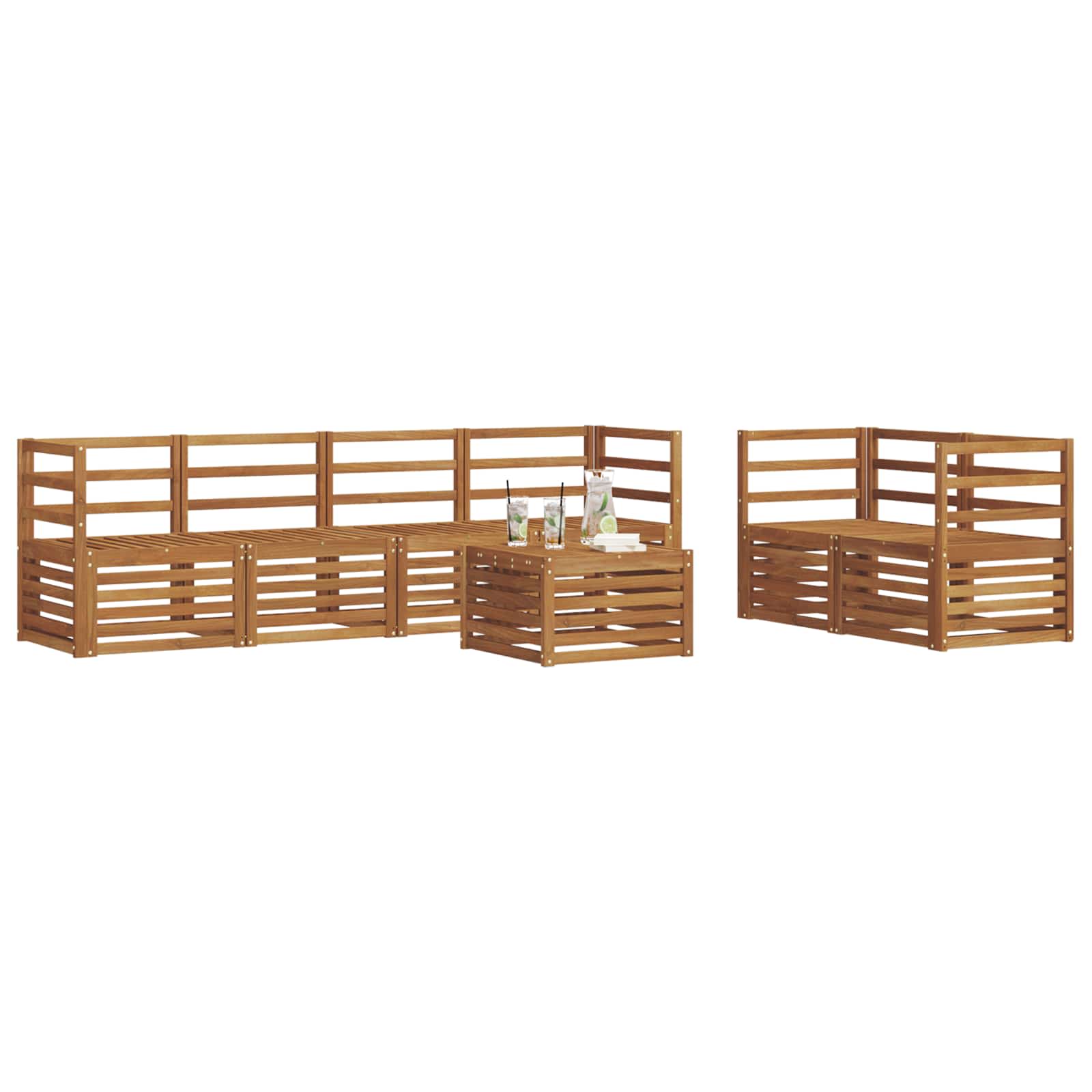 Outdoor-Sofagarnitur 7 pcs Natur Massivholz Akazie