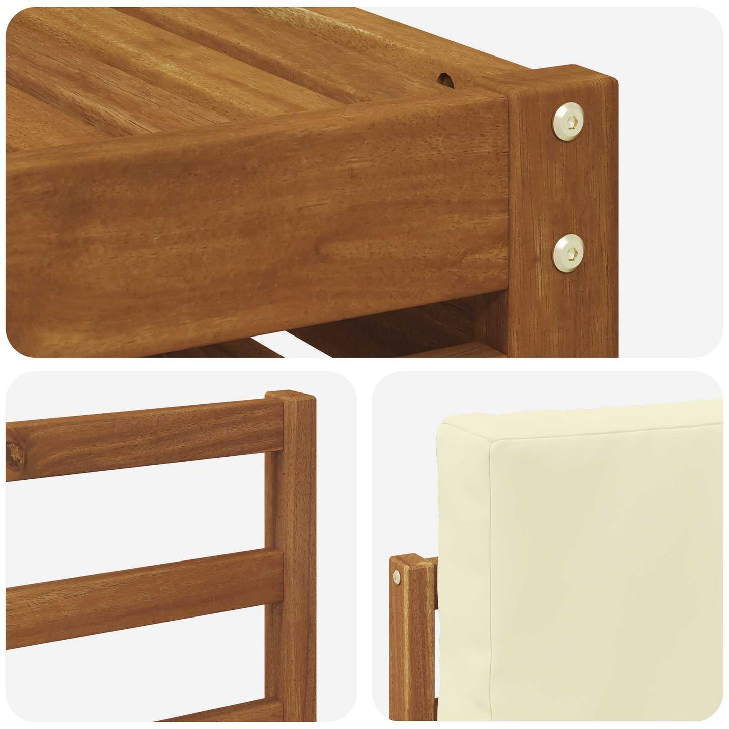 Outdoor-Sofagarnitur 7 stk. Natur und Creme Massivholz Akazie
