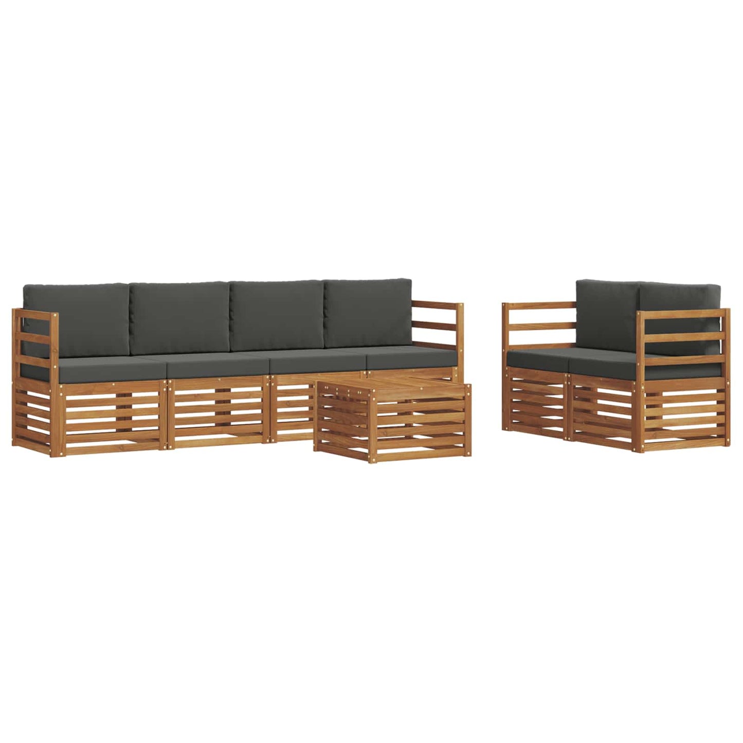 Outdoor-Sofagarnitur 7 stk. Natur und Anthrazit