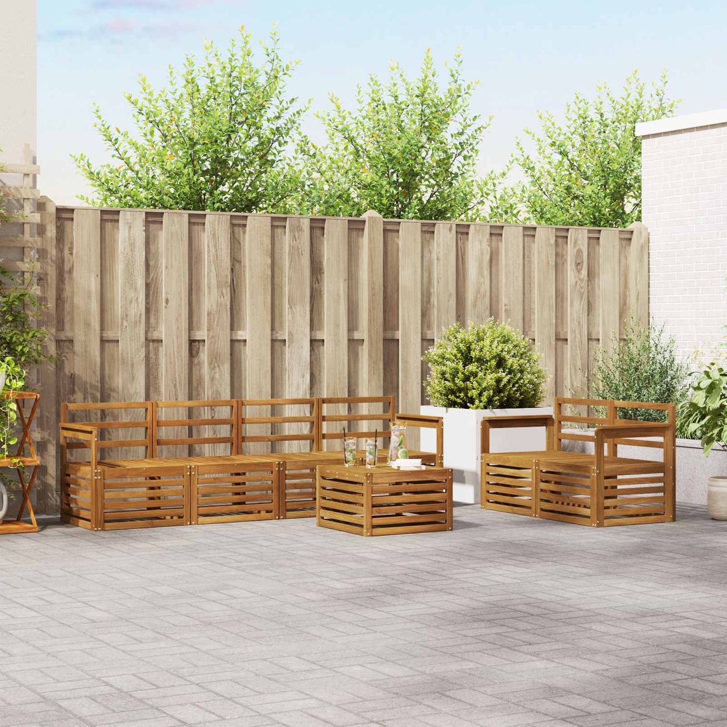 Outdoor-Sofagarnitur 7 pcs Natur Massivholz Akazie
