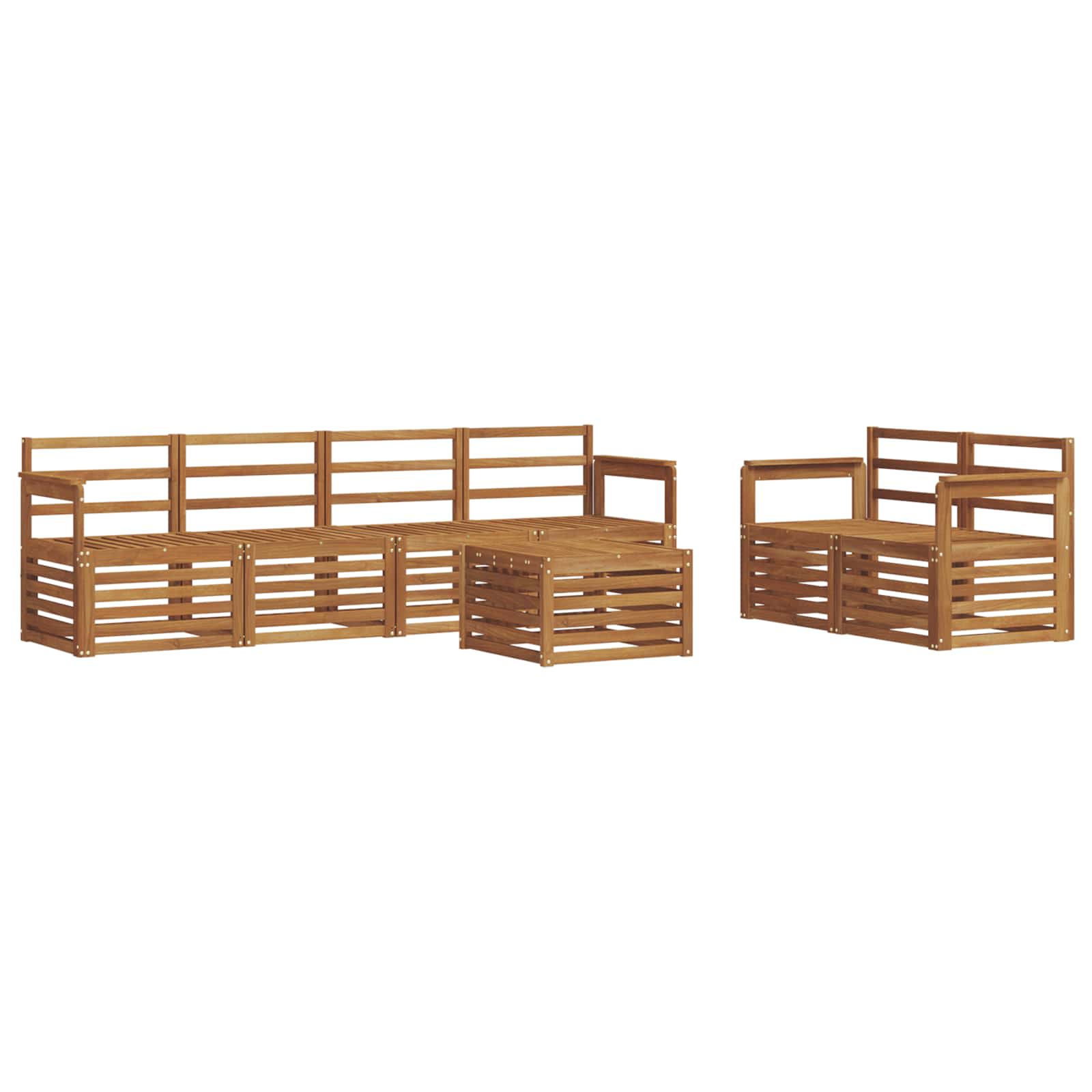 Outdoor-Sofagarnitur 7 pcs Natur Massivholz Akazie