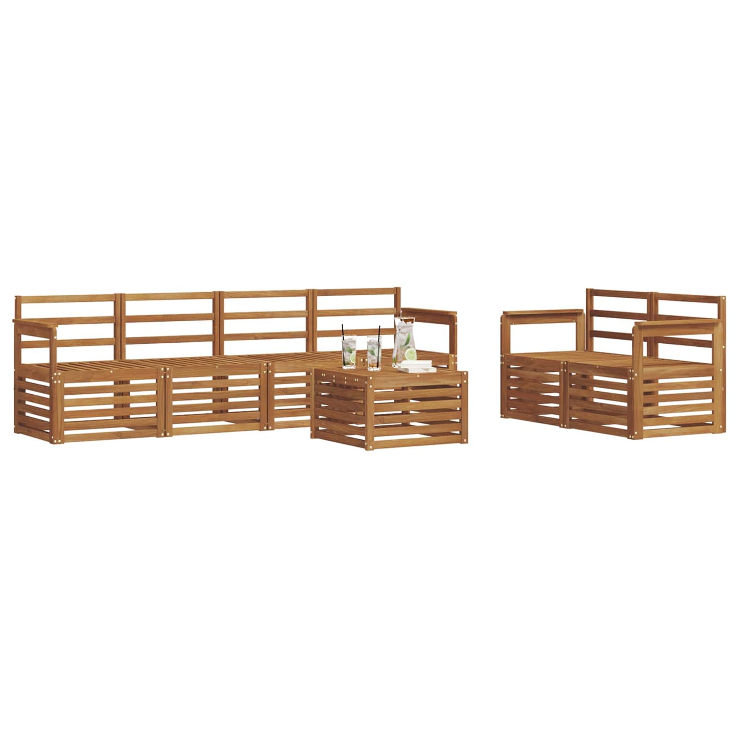Outdoor-Sofagarnitur 7 pcs Natur Massivholz Akazie