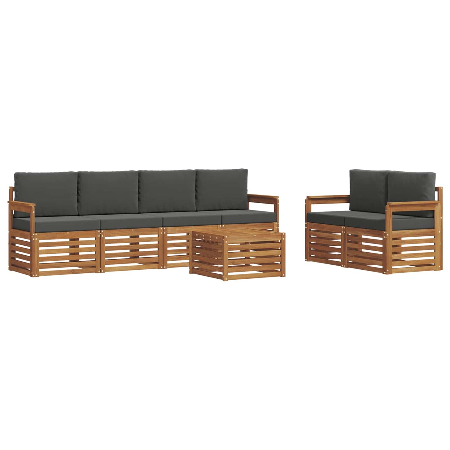 Outdoor-Sofagarnitur mit Kissen 7 pcs Natur und Anthrazit