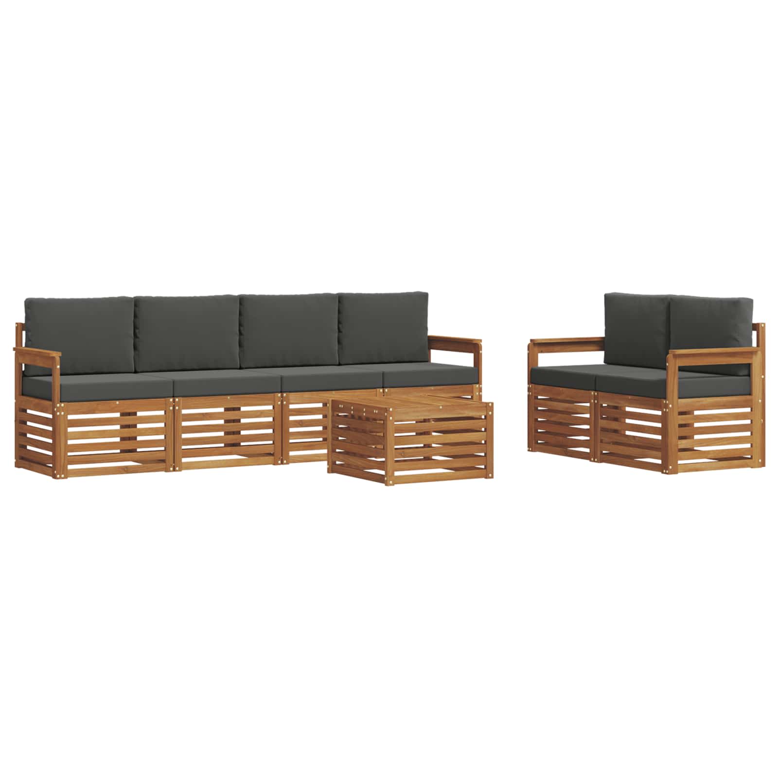 Outdoor-Sofagarnitur mit Kissen 7 pcs Natur und Anthrazit