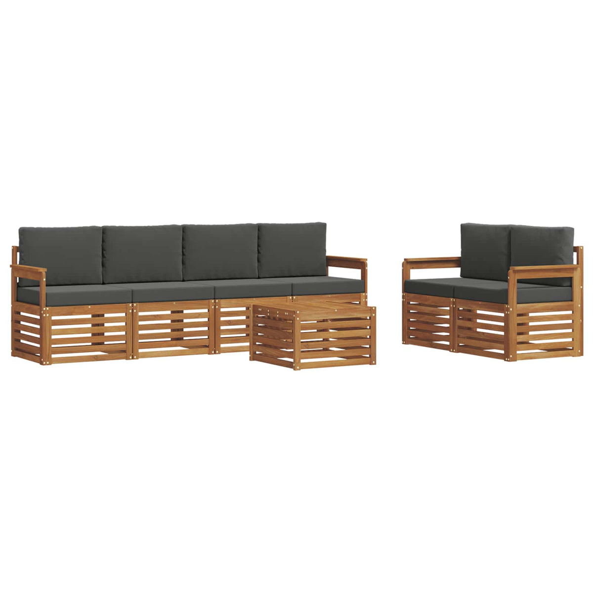 Outdoor-Sofagarnitur 7 stk. Natur und Anthrazit
