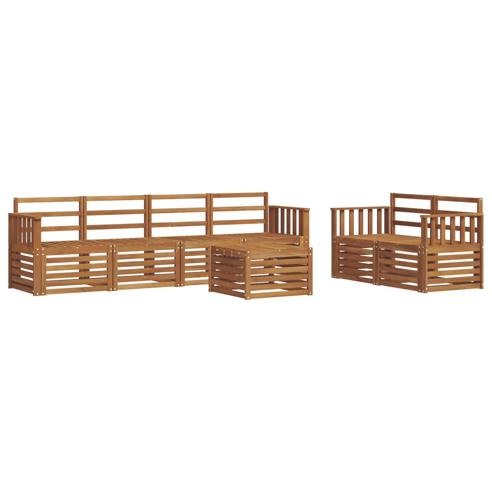 Outdoor-Sofagarnitur 7 pcs Natur Massivholz Akazie
