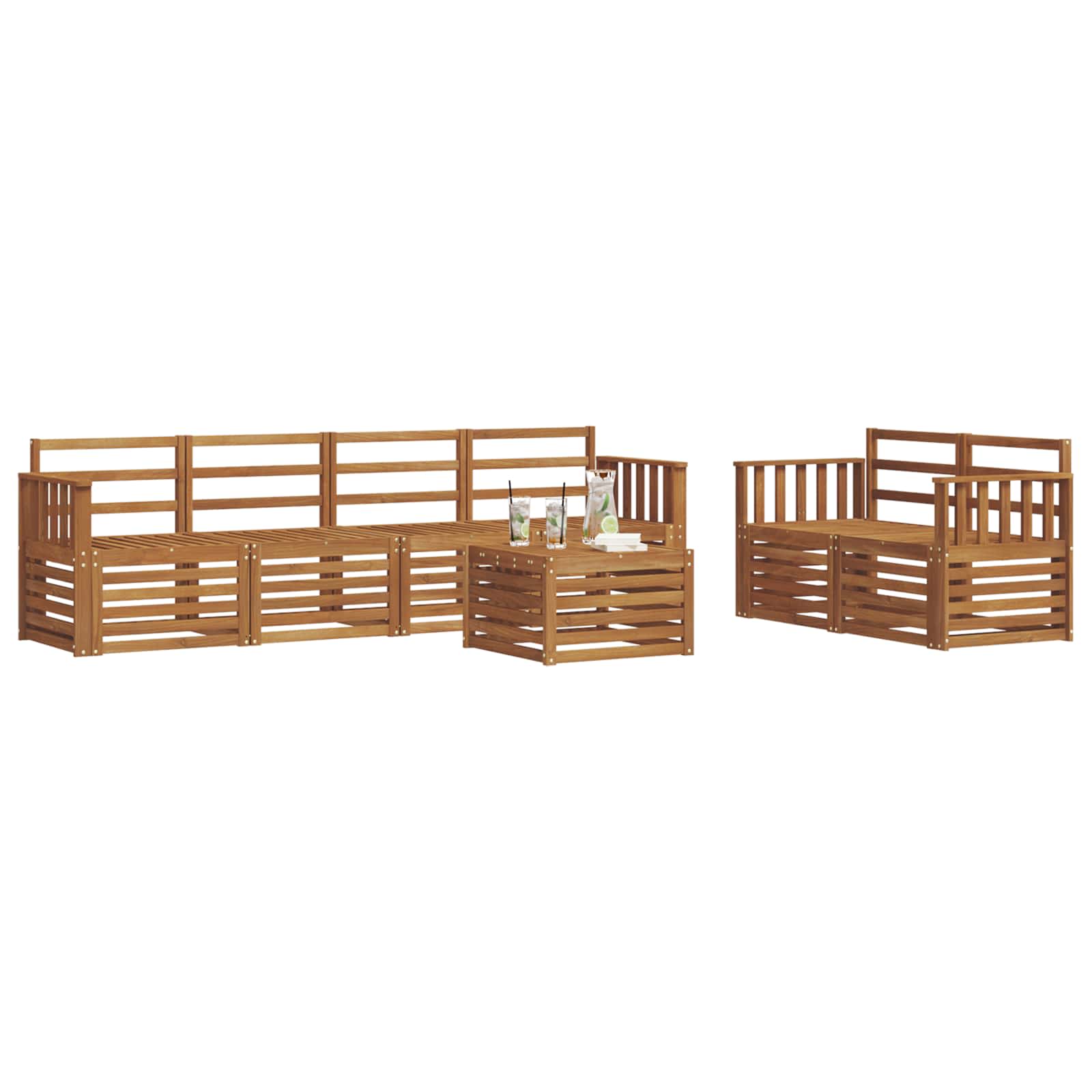 Outdoor-Sofagarnitur 7 pcs Natur Massivholz Akazie