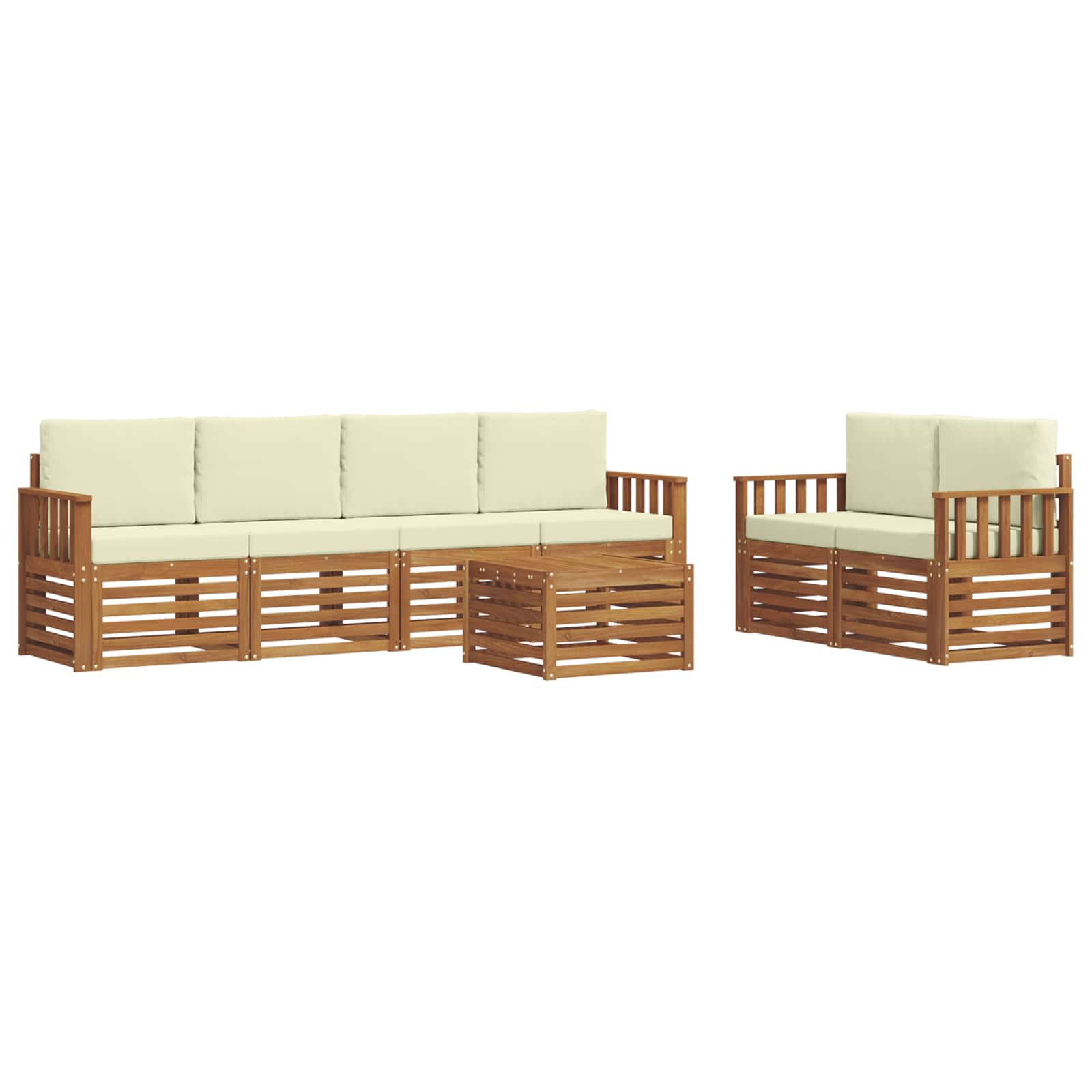 Outdoor-Sofagarnitur 7 pcs Natur und Creme Massivholz Akazie