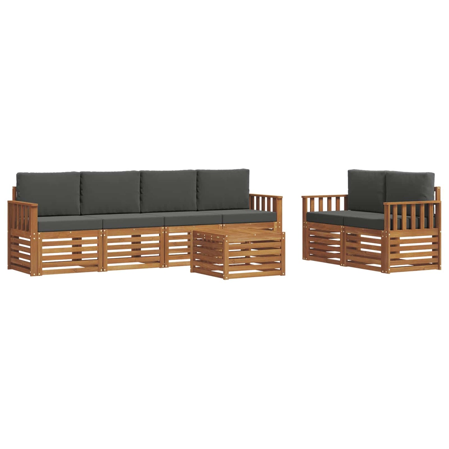 Outdoor-Sofagarnitur 7 stk. Natur und Anthrazit