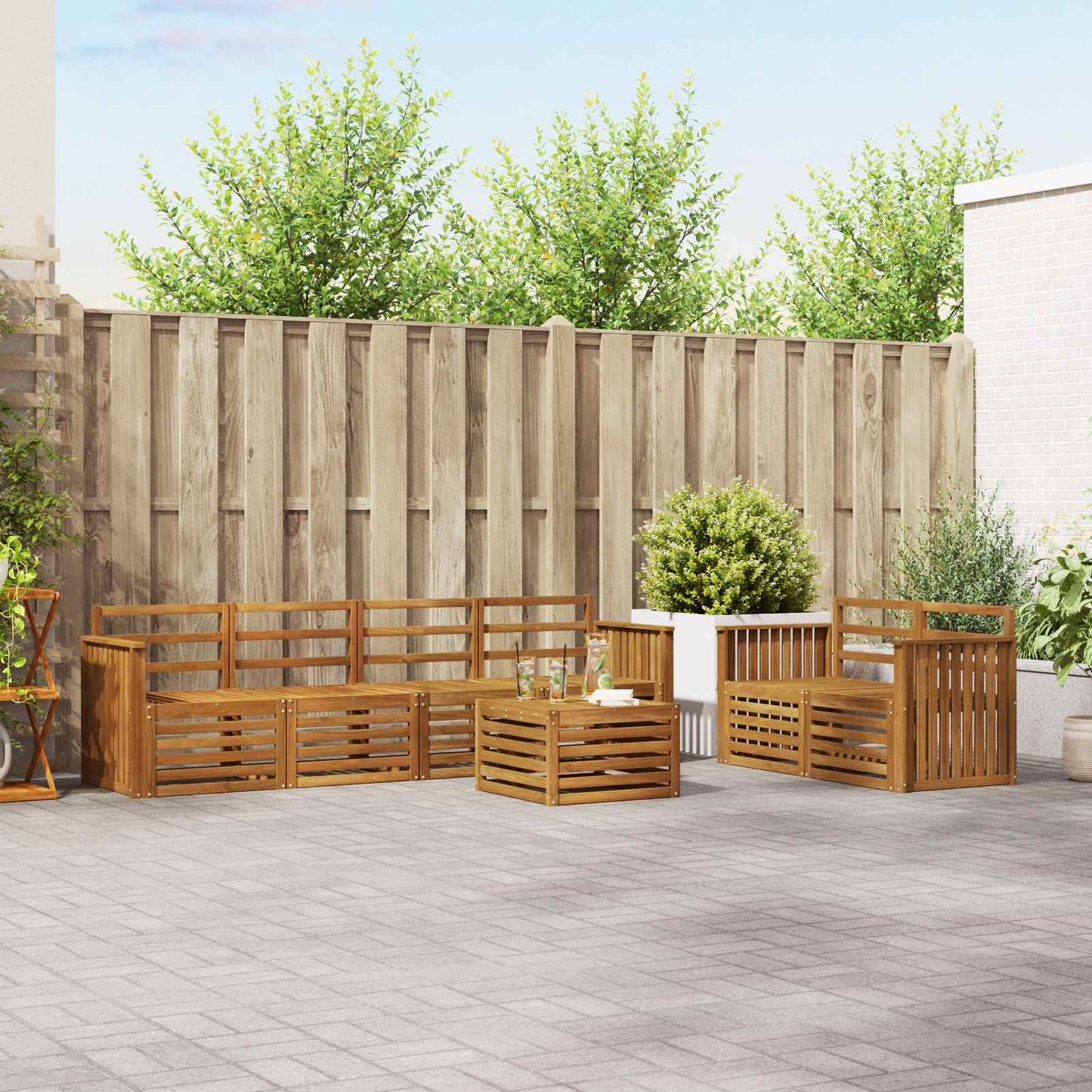 Outdoor-Sofagarnitur 7 pcs Natur Massivholz Akazie