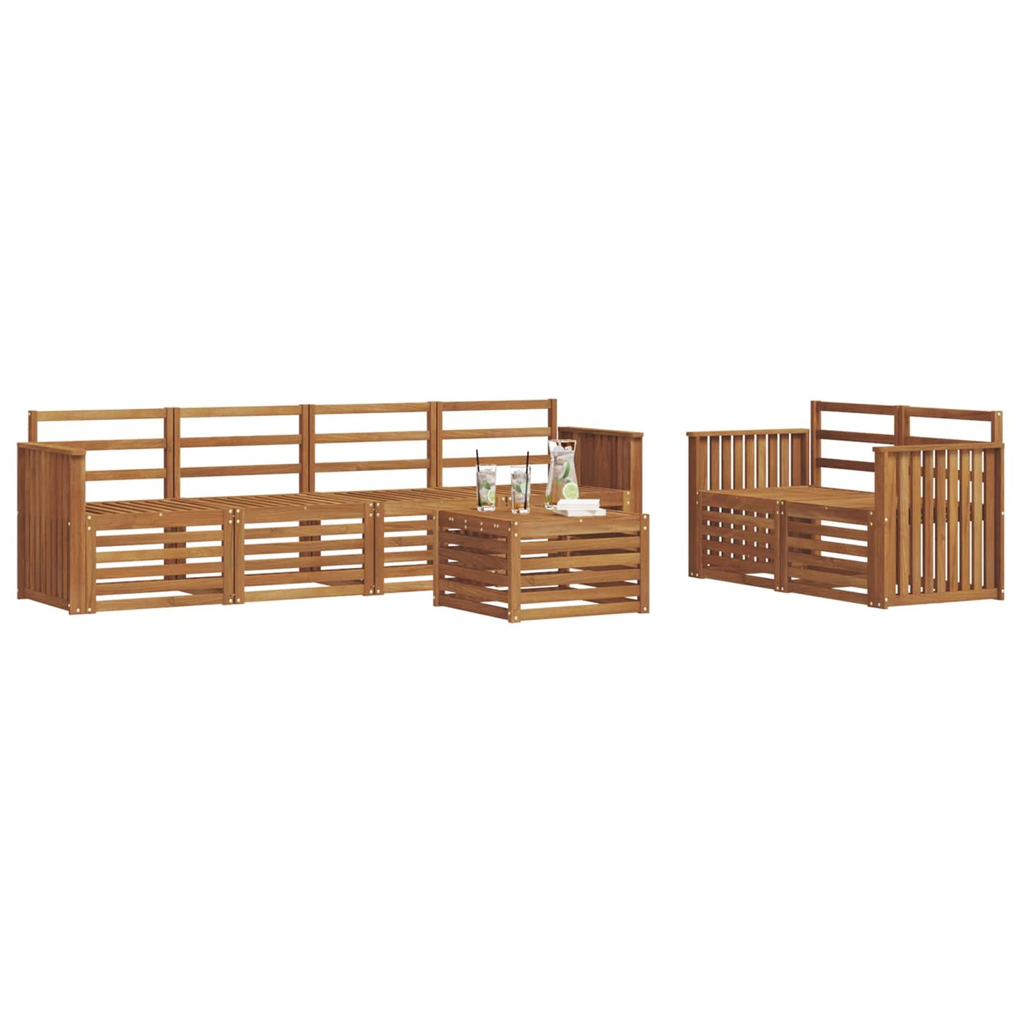 Outdoor-Sofagarnitur 7 pcs Natur Massivholz Akazie