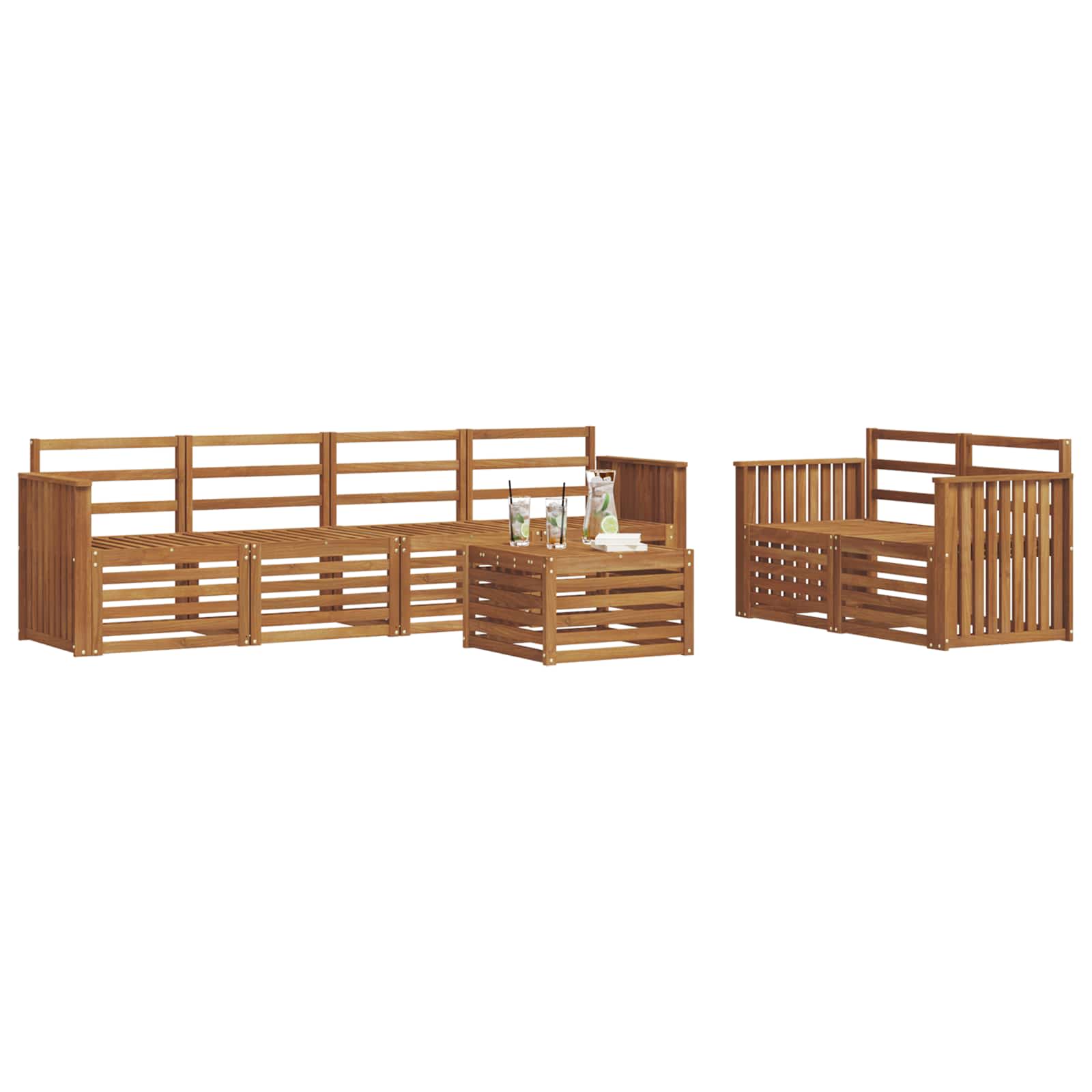 Outdoor-Sofagarnitur 7 pcs Natur Massivholz Akazie