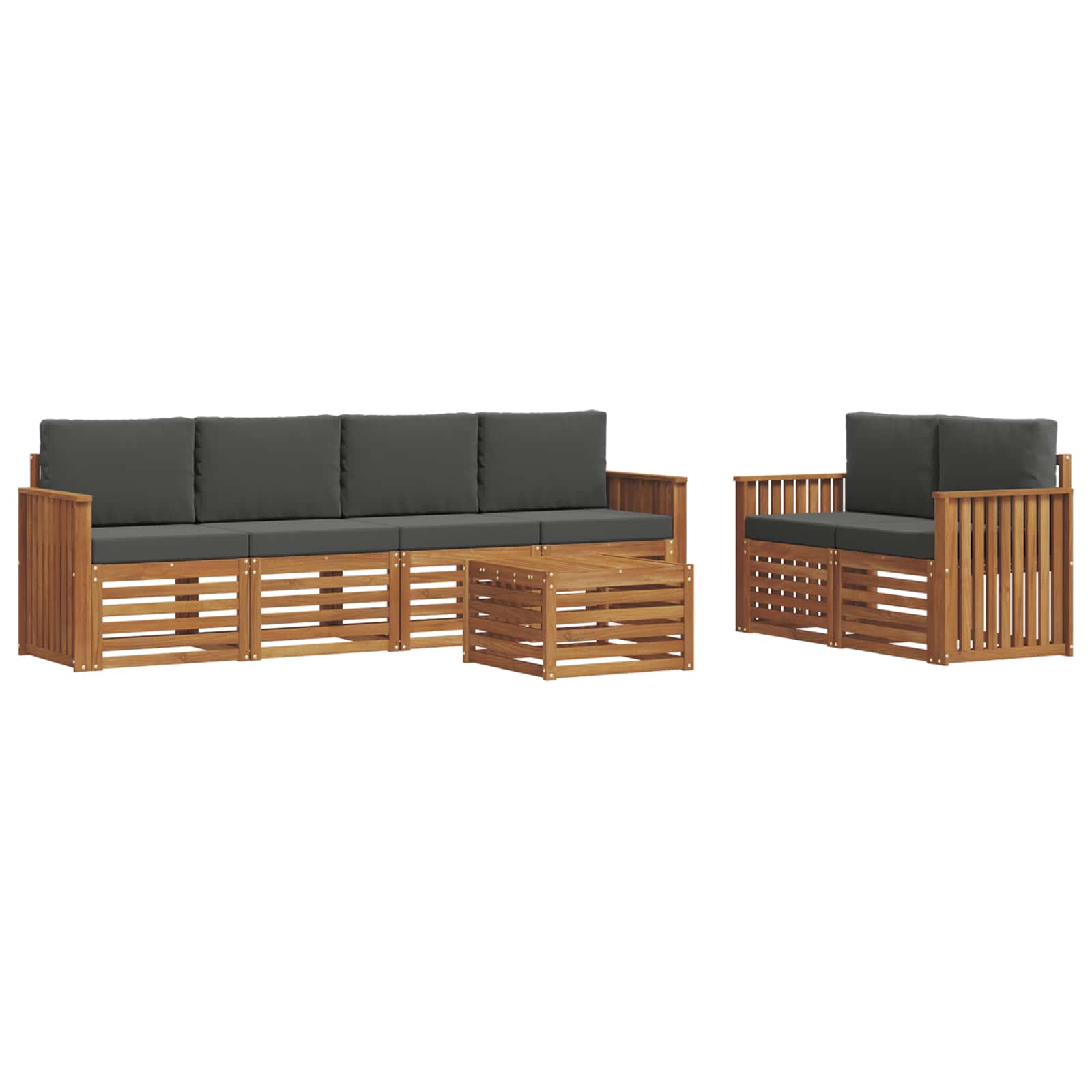 Outdoor-Sofagarnitur mit Kissen 7 pcs Natur und Anthrazit