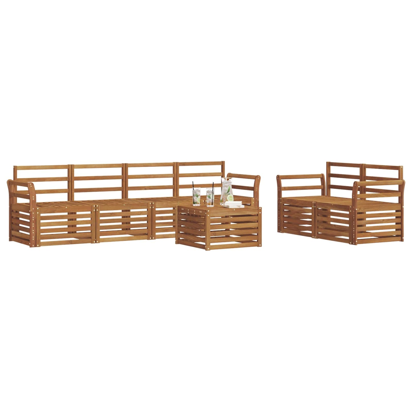 Outdoor-Sofagarnitur 7 pcs Natur Massivholz Akazie