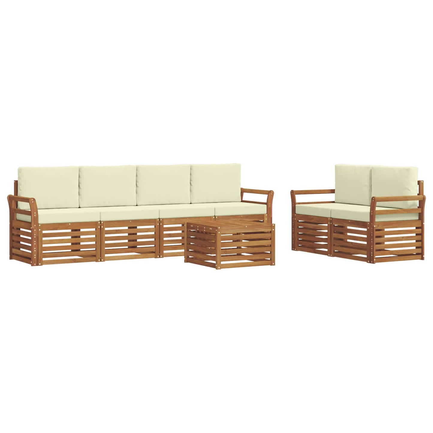Outdoor-Sofagarnitur 7 pcs Natur und Creme Massivholz Akazie