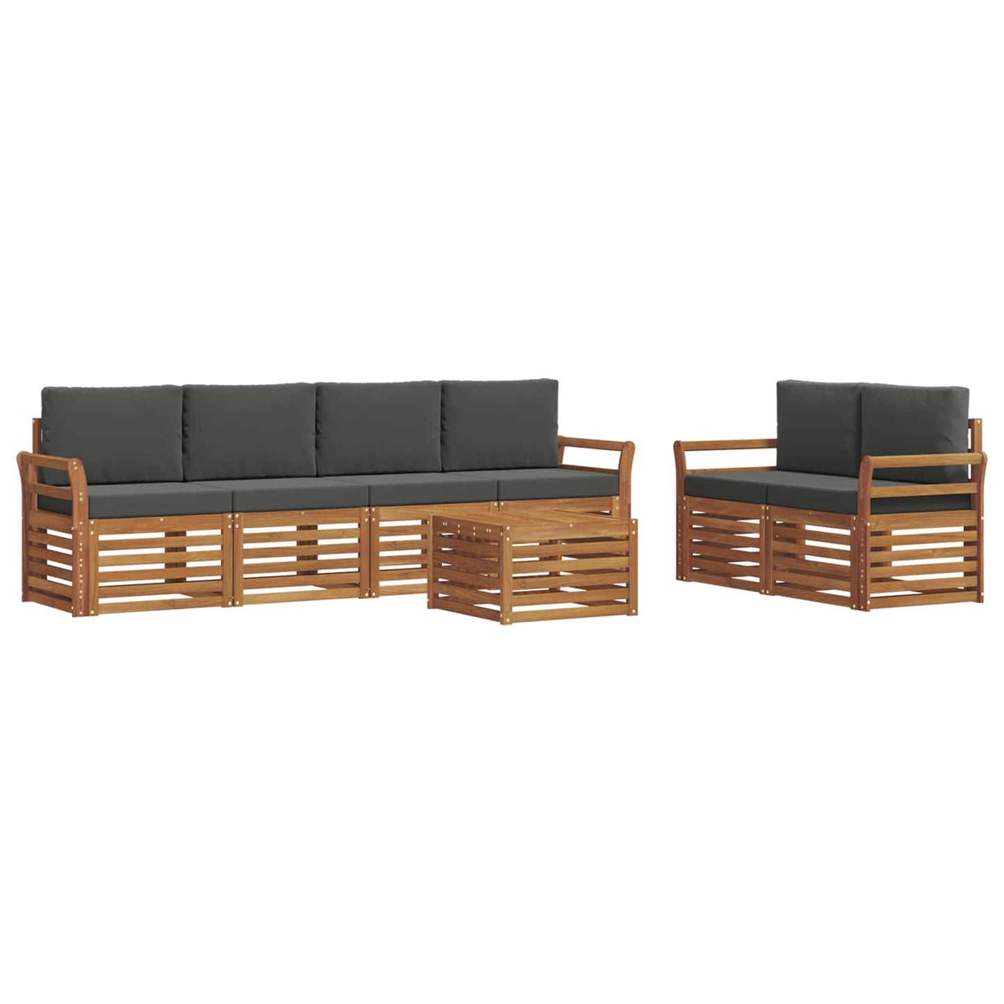 Outdoor-Sofagarnitur mit Kissen 7 pcs Natur und Anthrazit