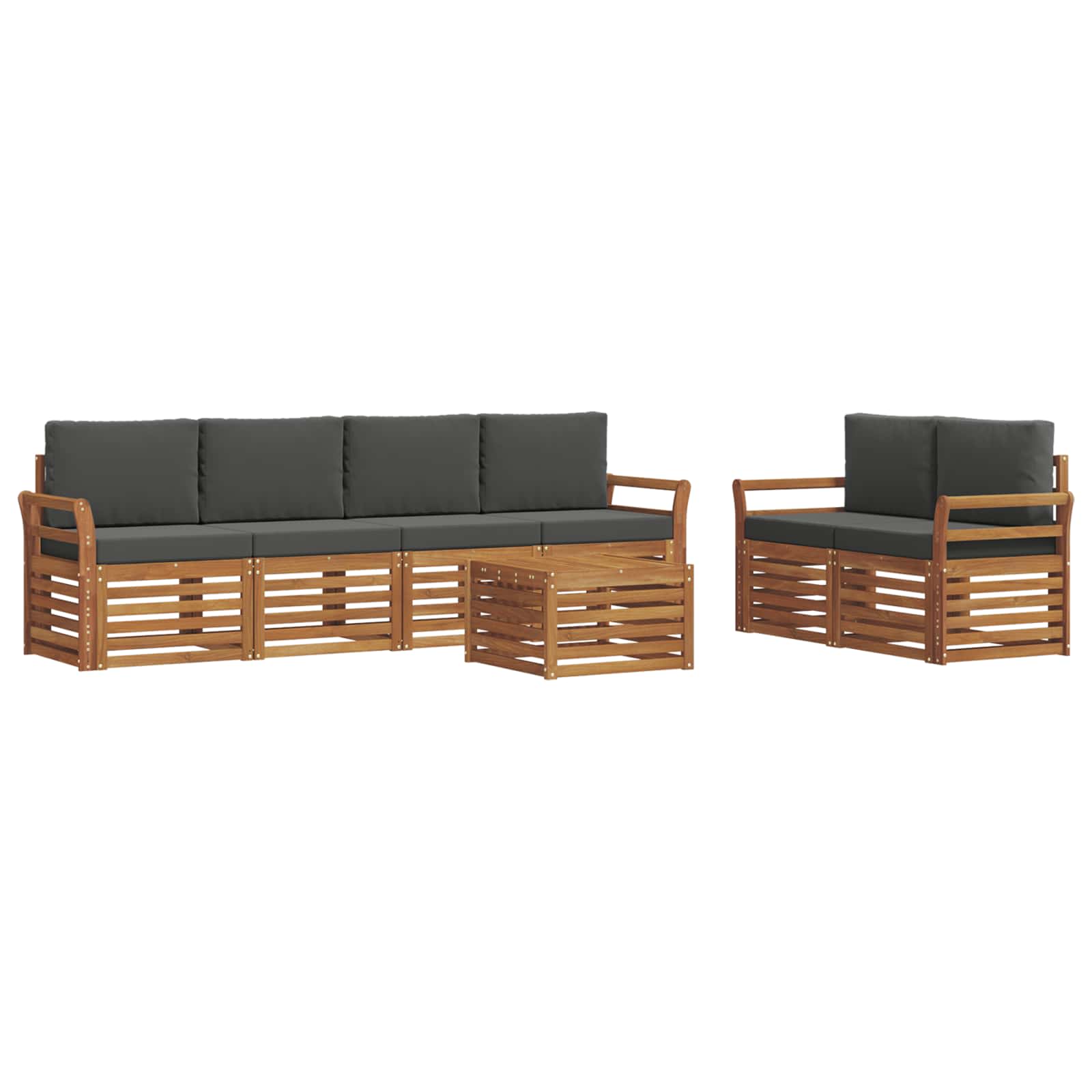Outdoor-Sofagarnitur mit Kissen 7 pcs Natur und Anthrazit