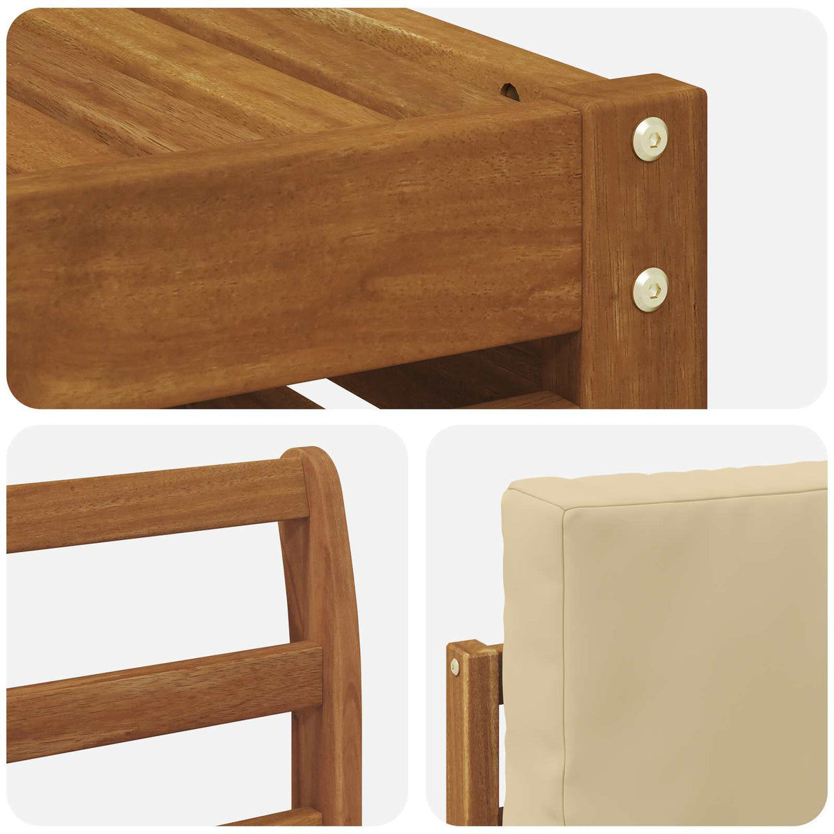 Outdoor-Sofagarnitur 7 stk. Natur und Beige Massivholz Akazie