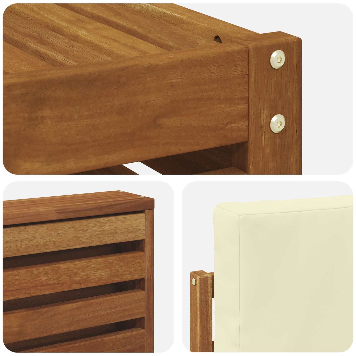 Outdoor-Sofagarnitur 7 stk. Natur und Creme Massivholz Akazie