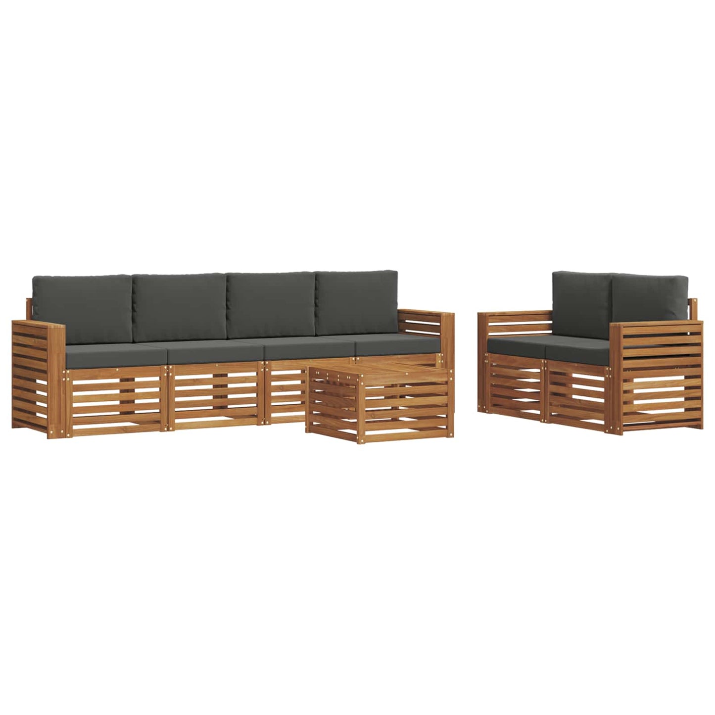 Outdoor-Sofagarnitur 7 stk. Natur und Anthrazit