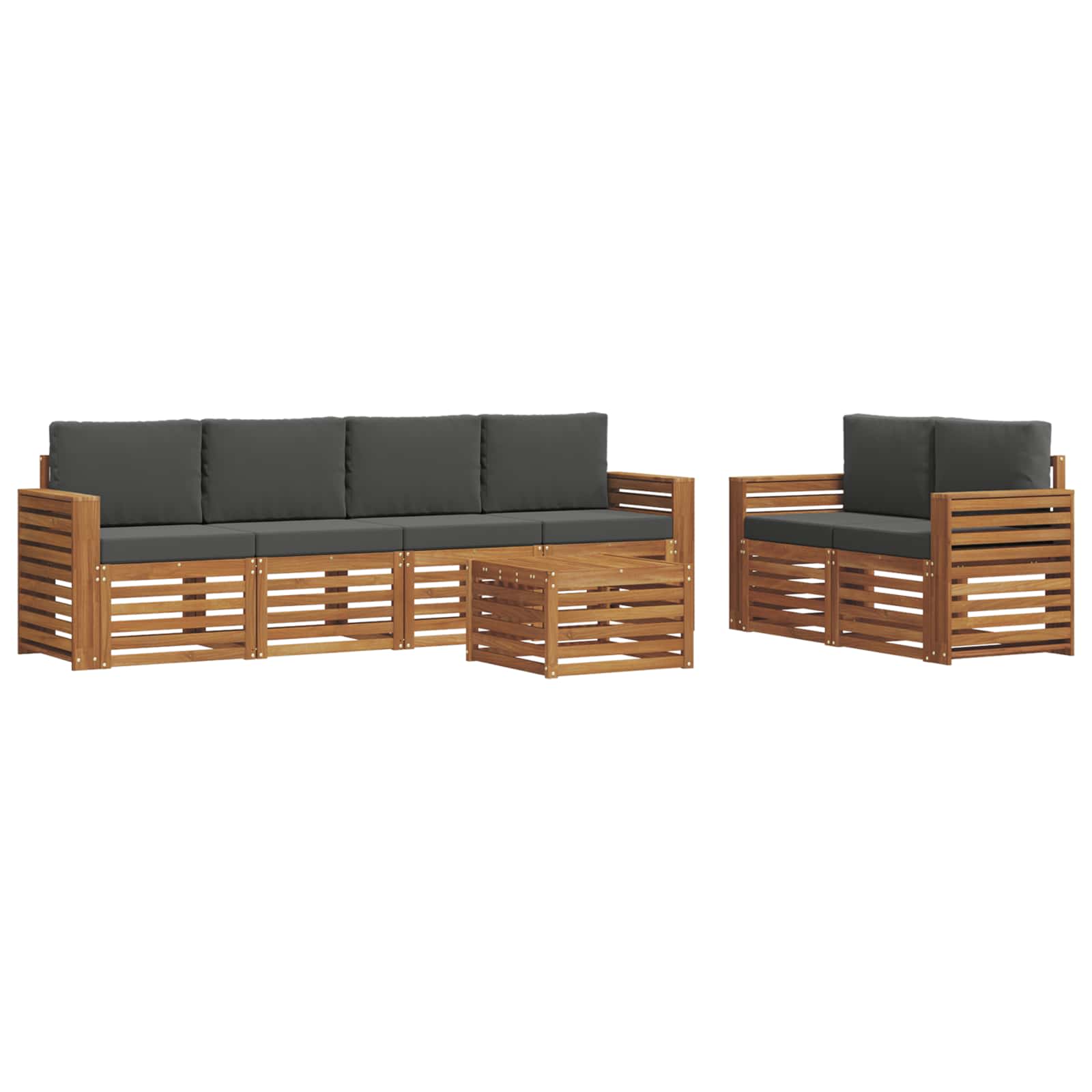 Outdoor-Sofagarnitur 7 stk. Natur und Anthrazit