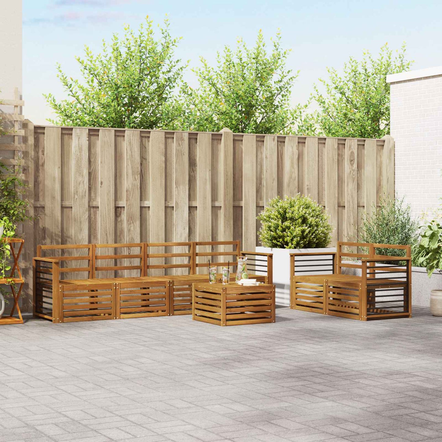 Sofagarnituren 7 pcs Natur Massivholz Akazie