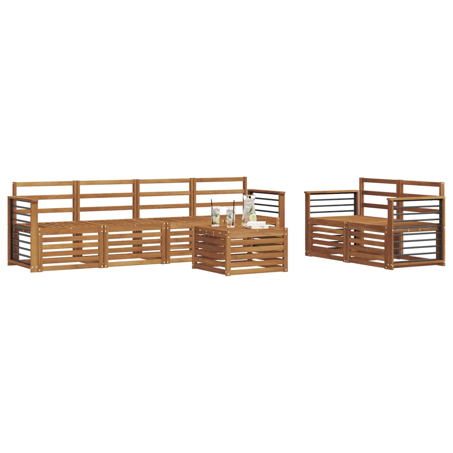 Sofagarnituren 7 pcs Natur Massivholz Akazie