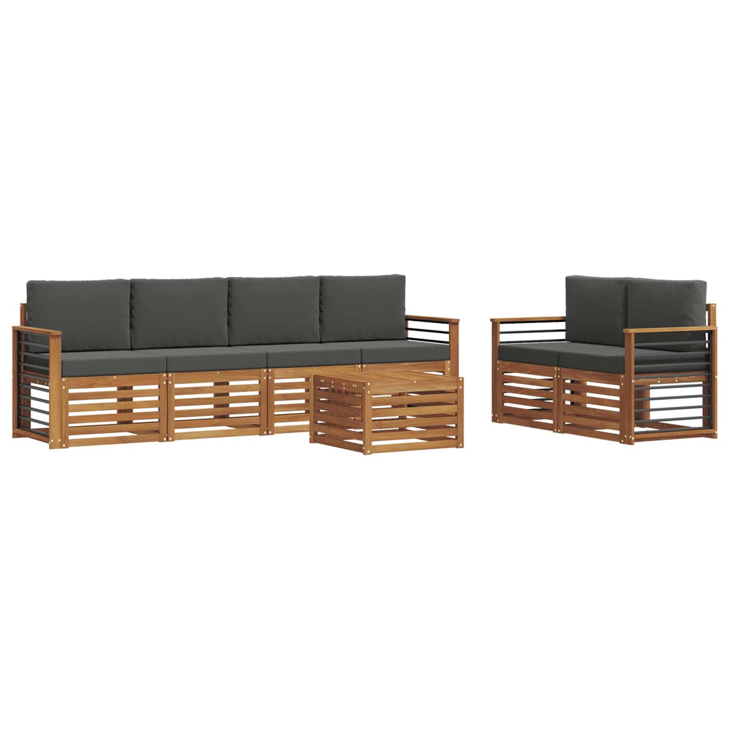 Outdoor-Sofagarnitur 7 stk. Natur und Anthrazit